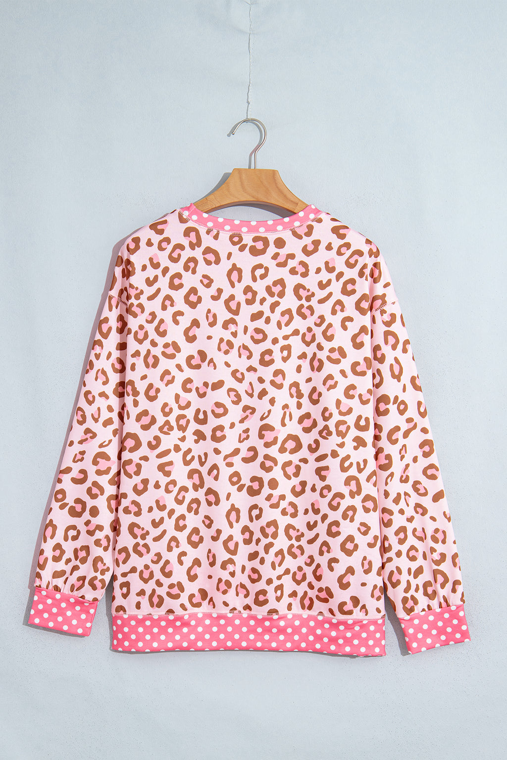 Pink Leopard Polka Dot Long-Sleeve Top