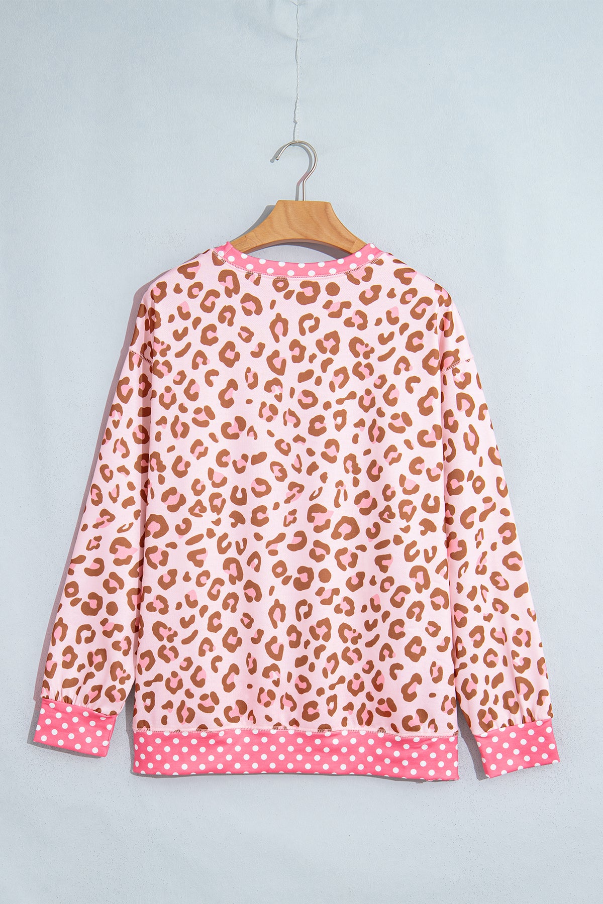 Pink Leopard Polka Dot Long-Sleeve Top