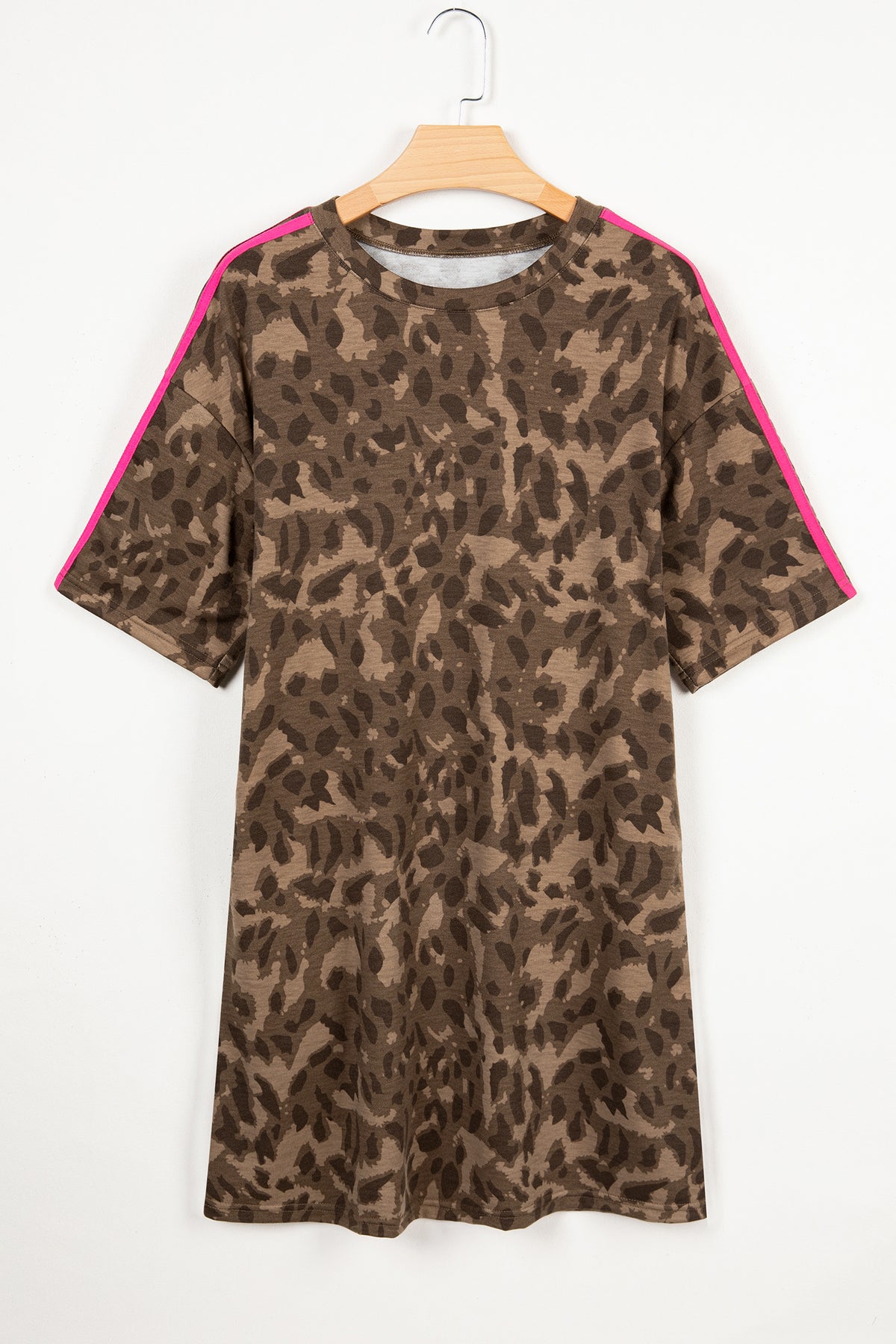 Brown Leopard-Accent Pocket T-Shirt Mini Dress