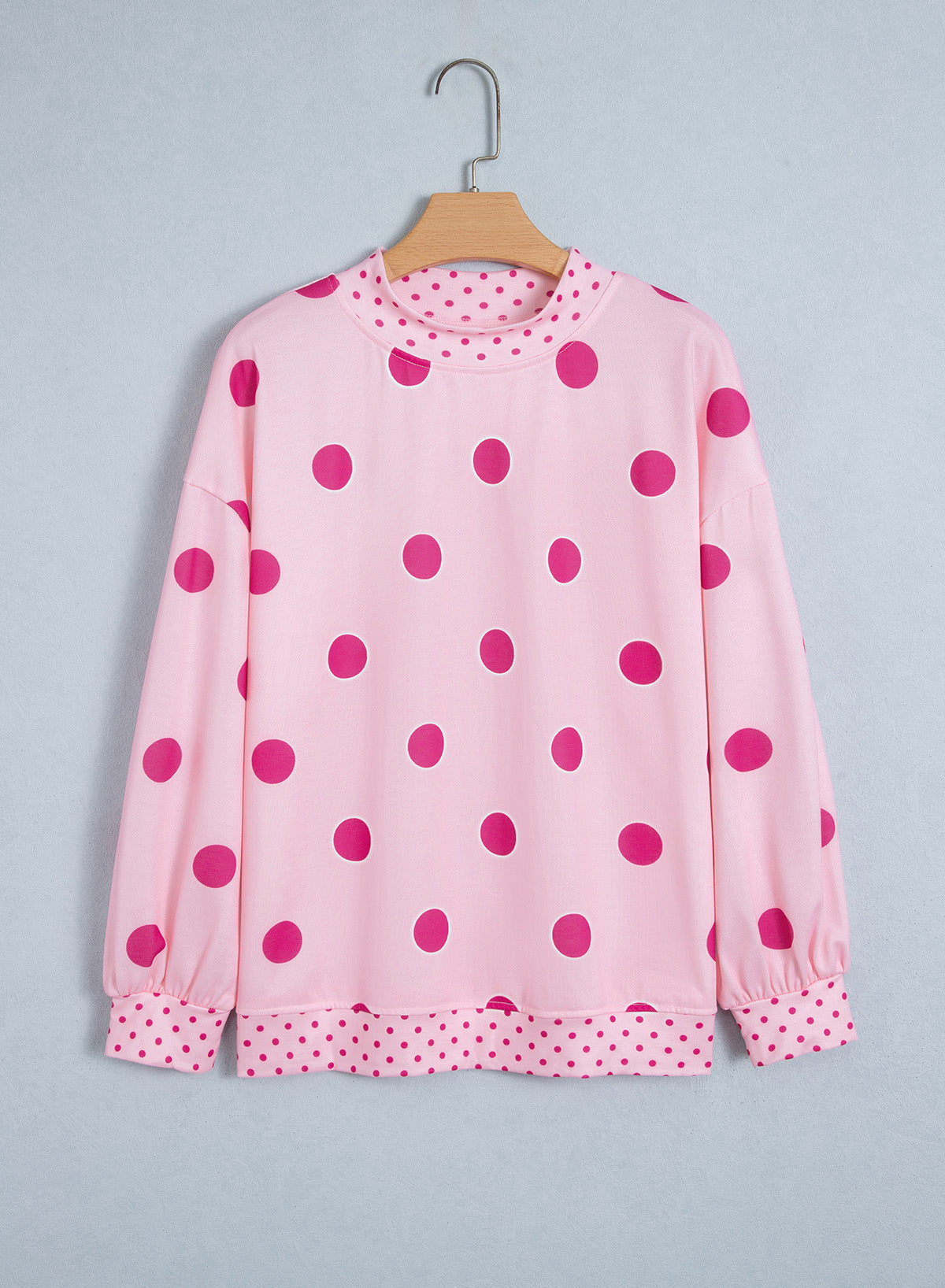 Pink Polka Dot Oversized Tunic Sweatshirt