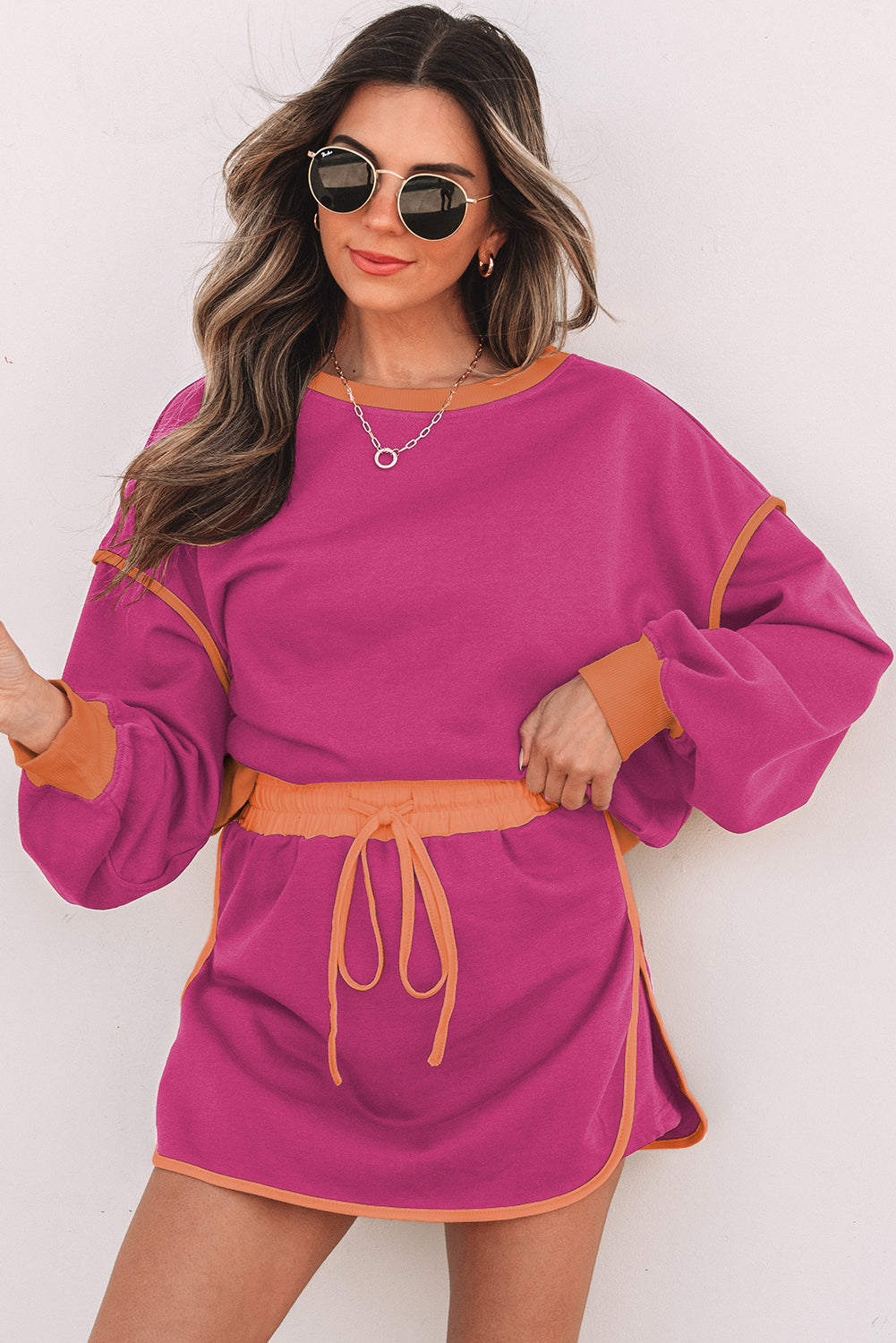 Evergreen Pullover & Lace-Up Skort Set