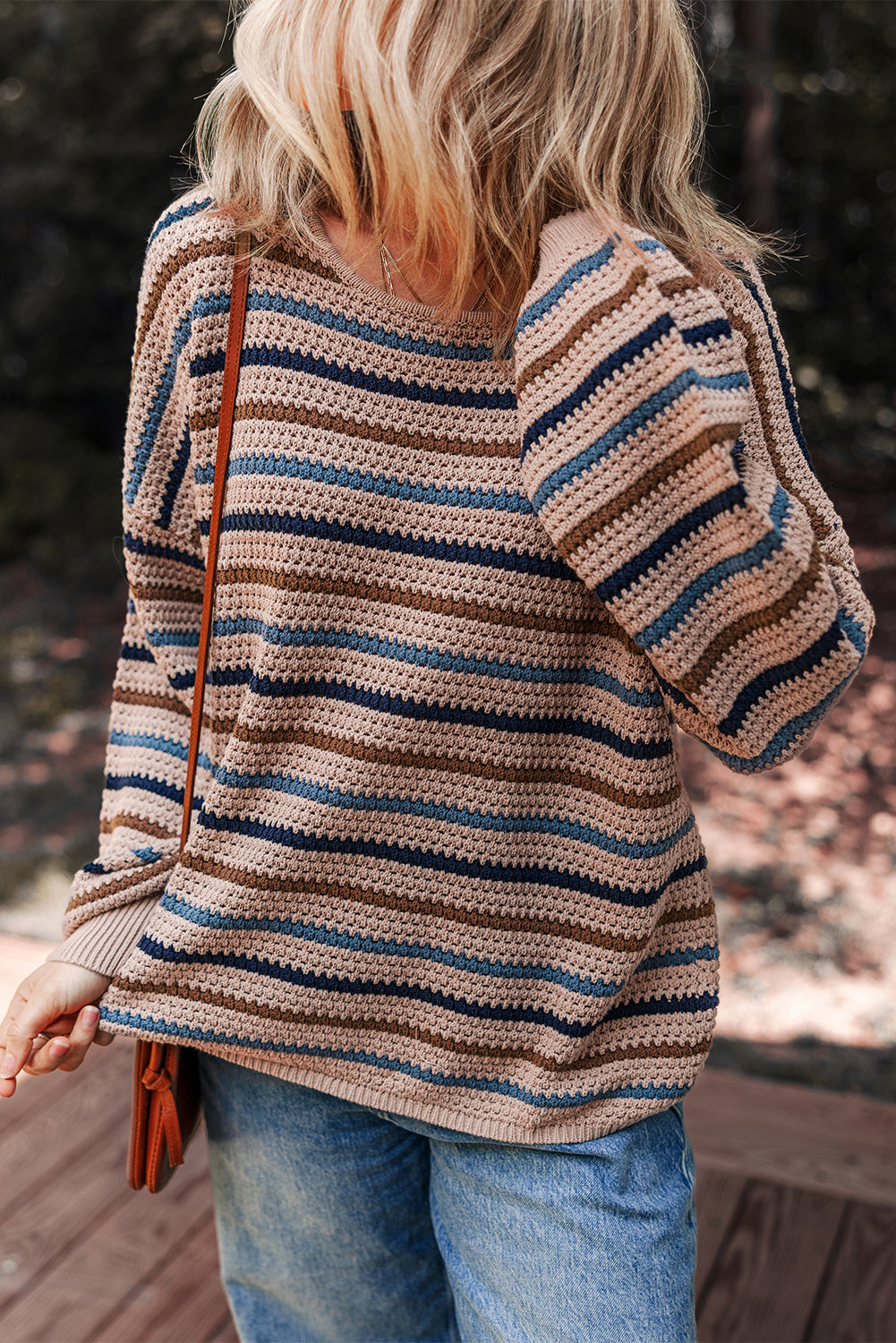 Multicolor Striped Drop-Shoulder Knit Sweater from ARVELA