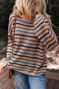 Multicolor Striped Drop-Shoulder Knit Sweater from ARVELA
