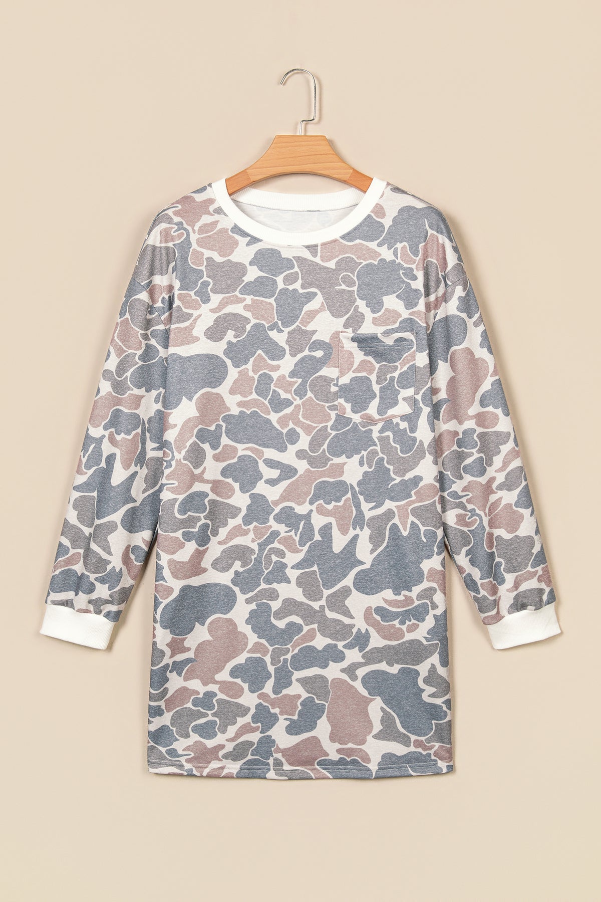 Beige Botanical Camo Pocket Mini Dress