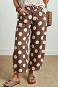Brown Polka Dot Cropped Barrel-Leg Jeans from ARVELA