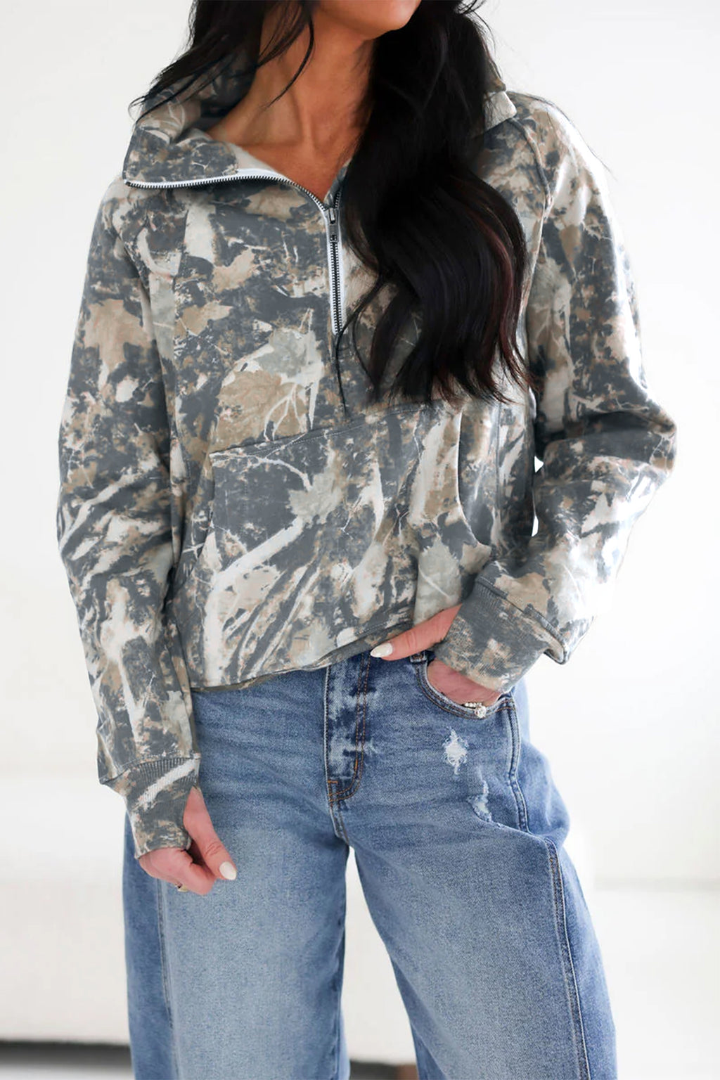Multicolor Abstract Quarter-Zip Sweatshirt