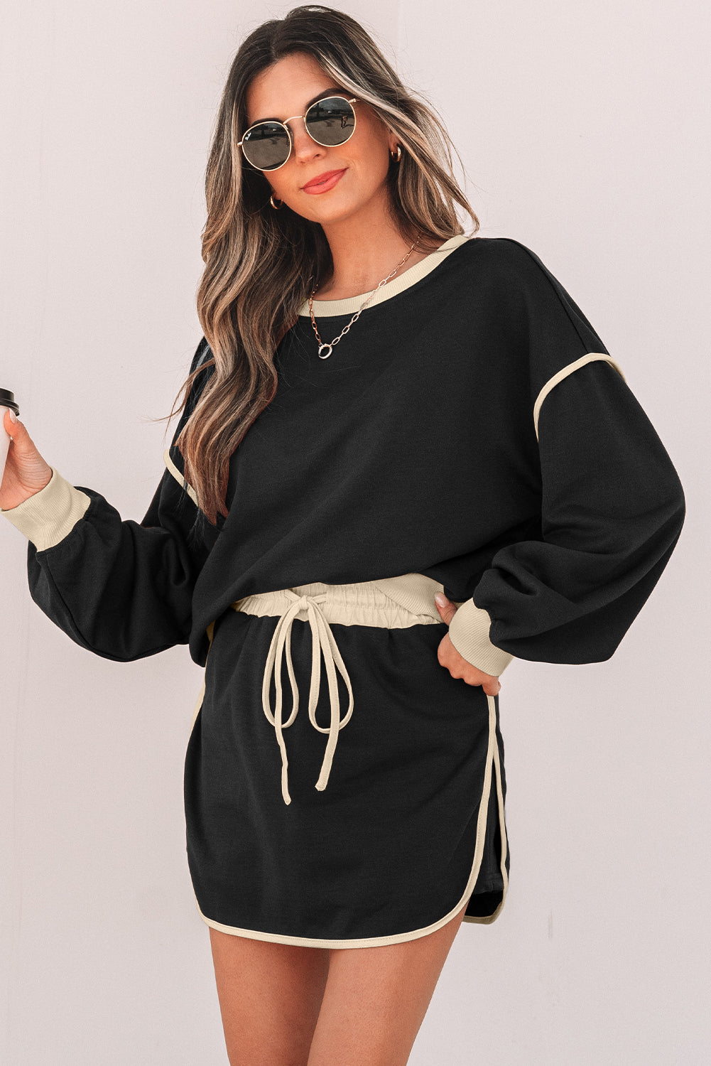Evergreen Pullover & Lace-Up Skort Set
