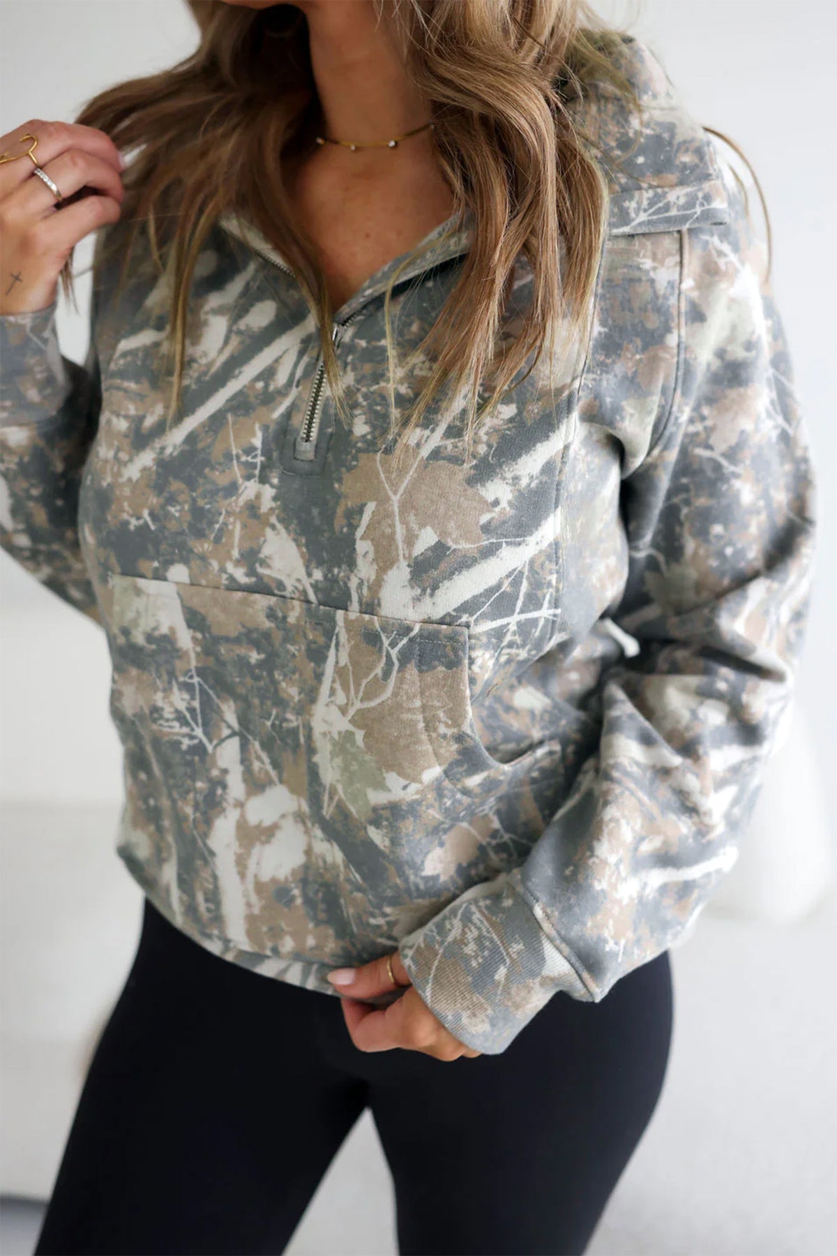 Multicolor Abstract Quarter-Zip Sweatshirt from ARVELA