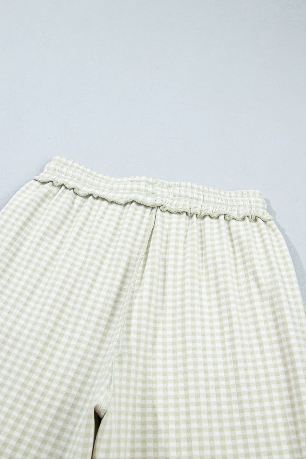 Brown Plaid Drawstring Casual Pants