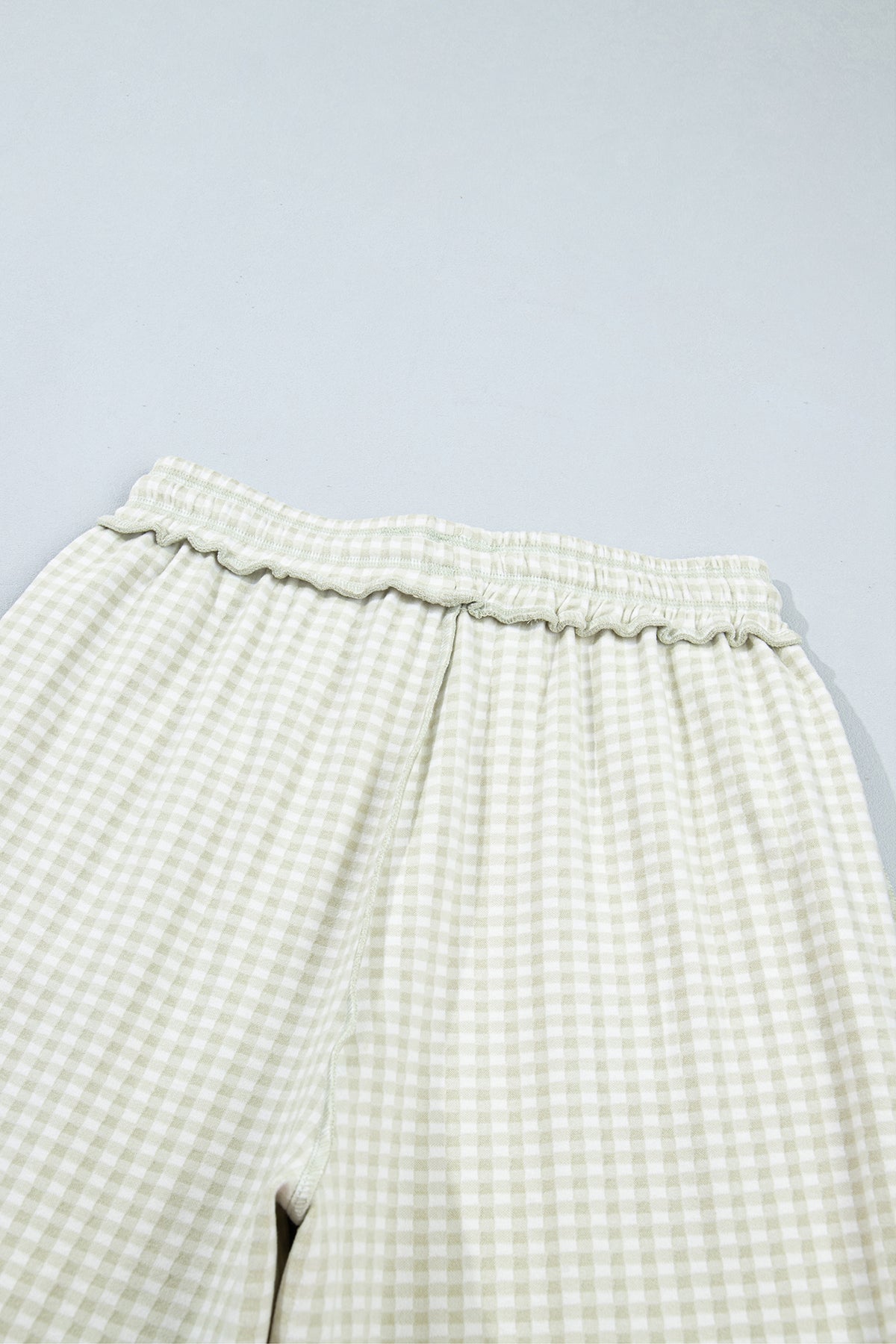 Brown Plaid Drawstring Casual Pants