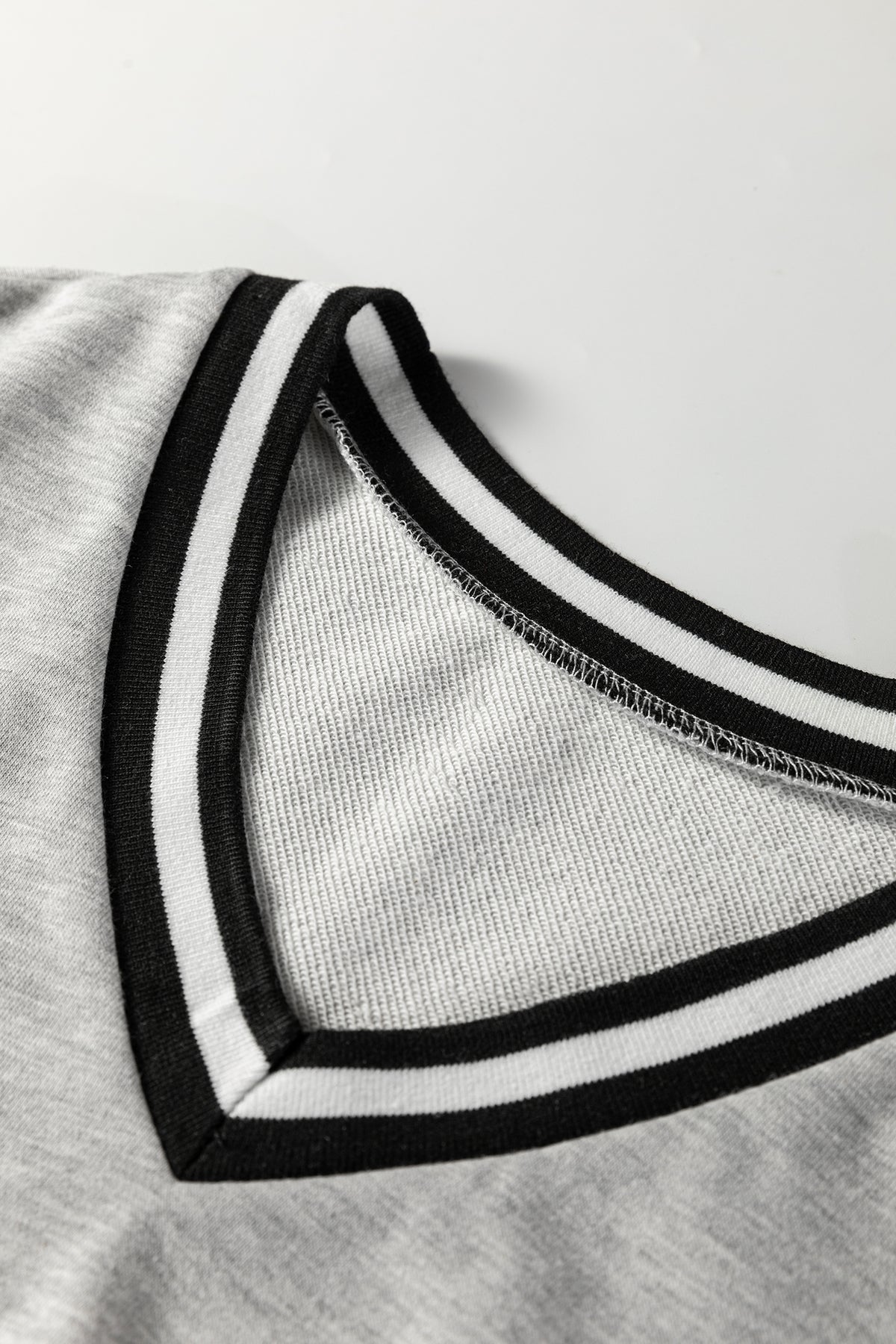 Light Gray Striped V-Neck T-Shirt Mini Dress