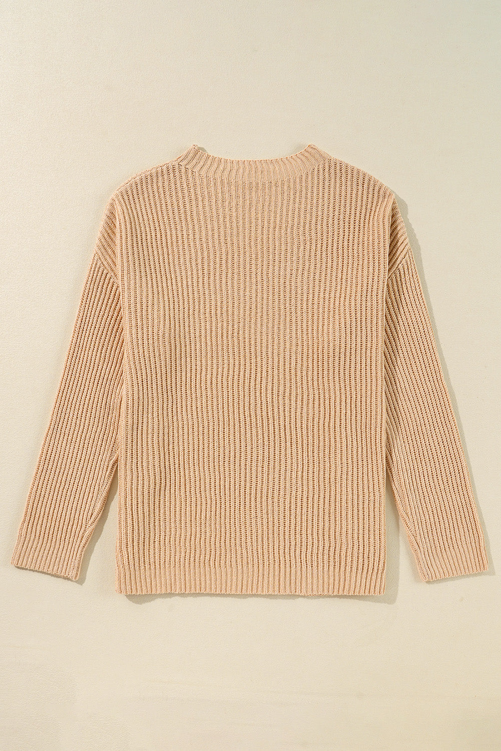 Apricot Cable-Knit Drop-Shoulder Sweater