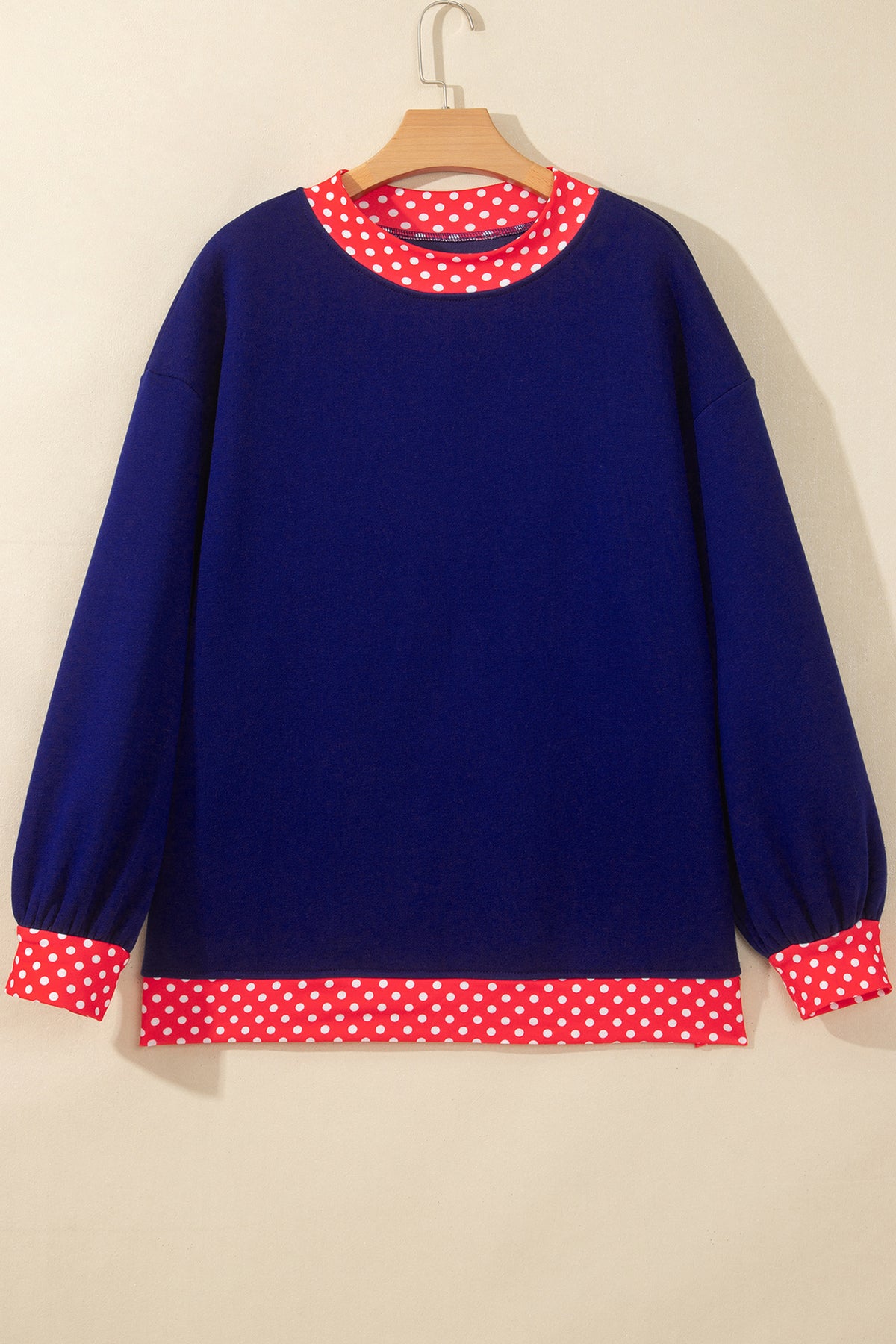 Orange Polka Dot Colorblock Oversized Sweatshirt