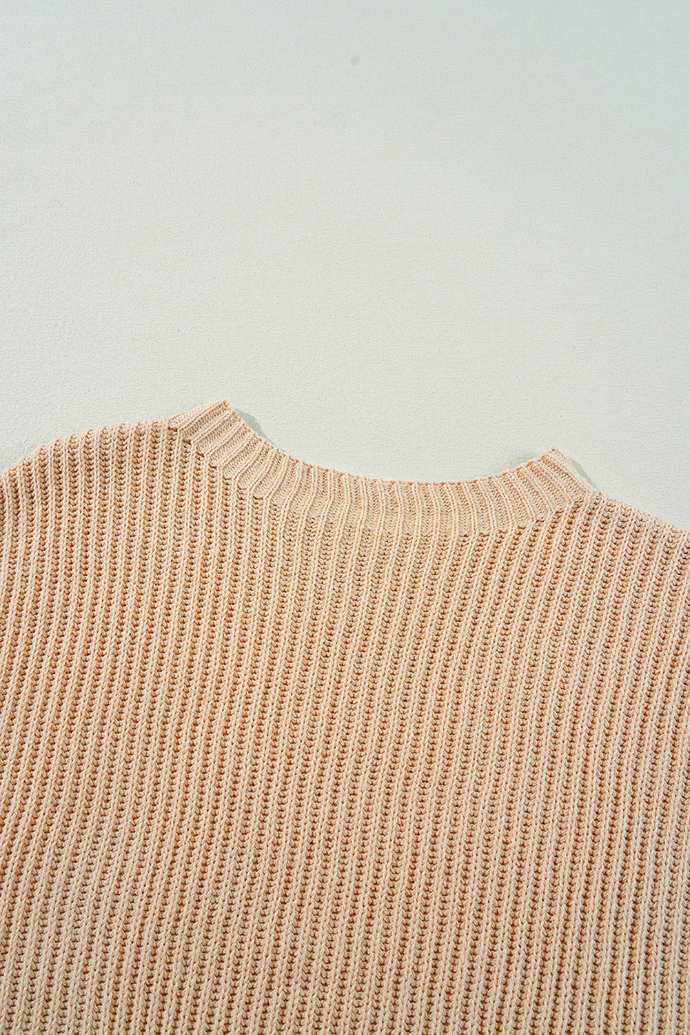 Apricot Cable-Knit Drop-Shoulder Sweater