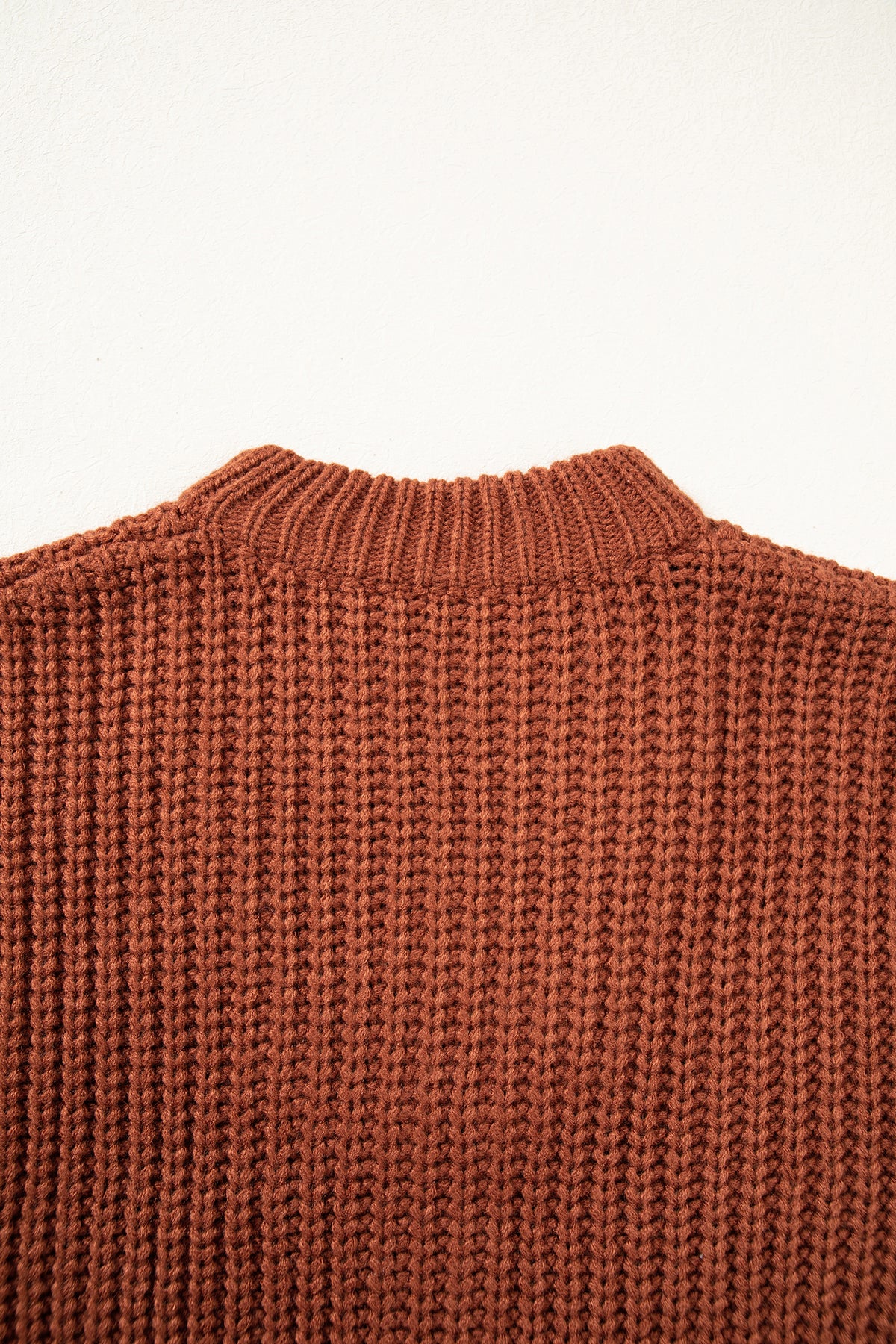 Cream Short-Sleeve Zip-Neck Knit Sweater