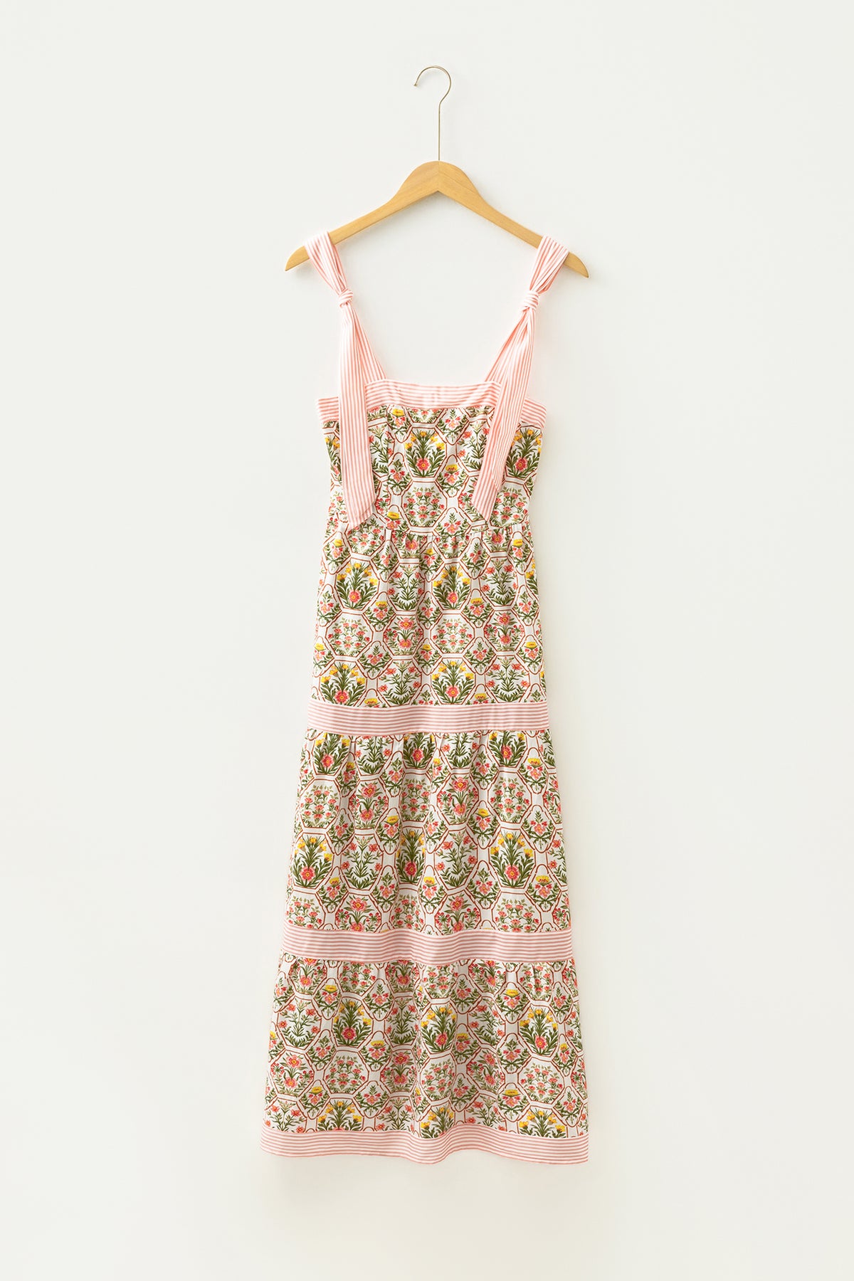 Pink Floral Stripe Sleeveless Dress (Runs Small)