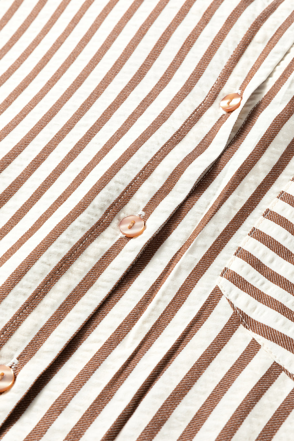 Brown Striped Textured Midi Shirt Dress