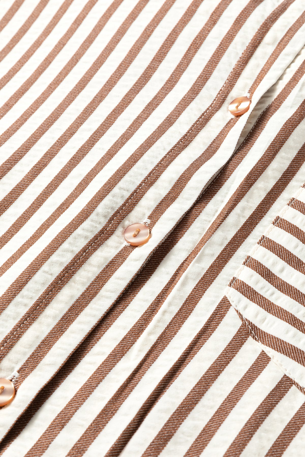 Brown Striped Textured Midi Shirt Dress