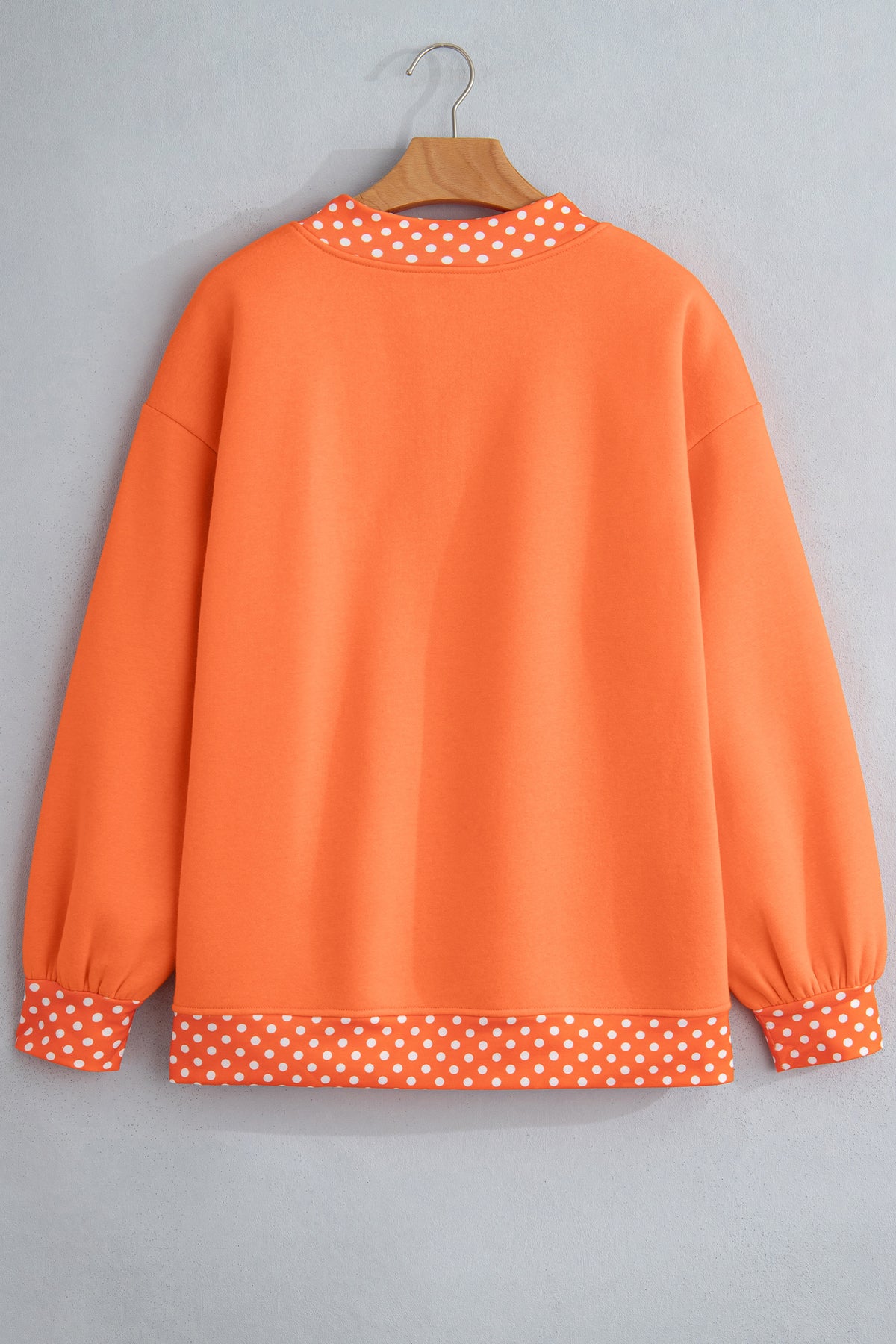 Orange Polka Dot Colorblock Oversized Sweatshirt
