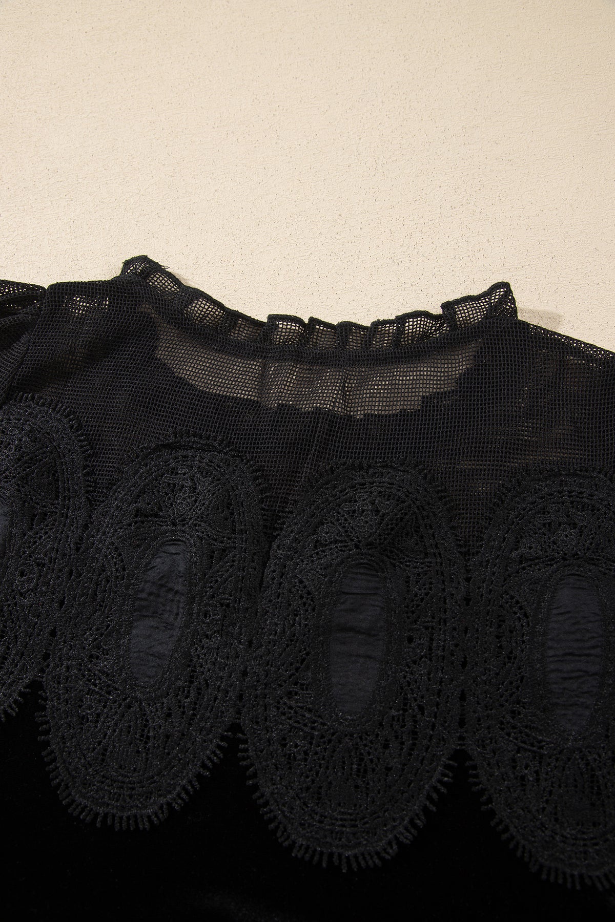 Black Embroidered Velvet Short-Sleeve Mini Dress