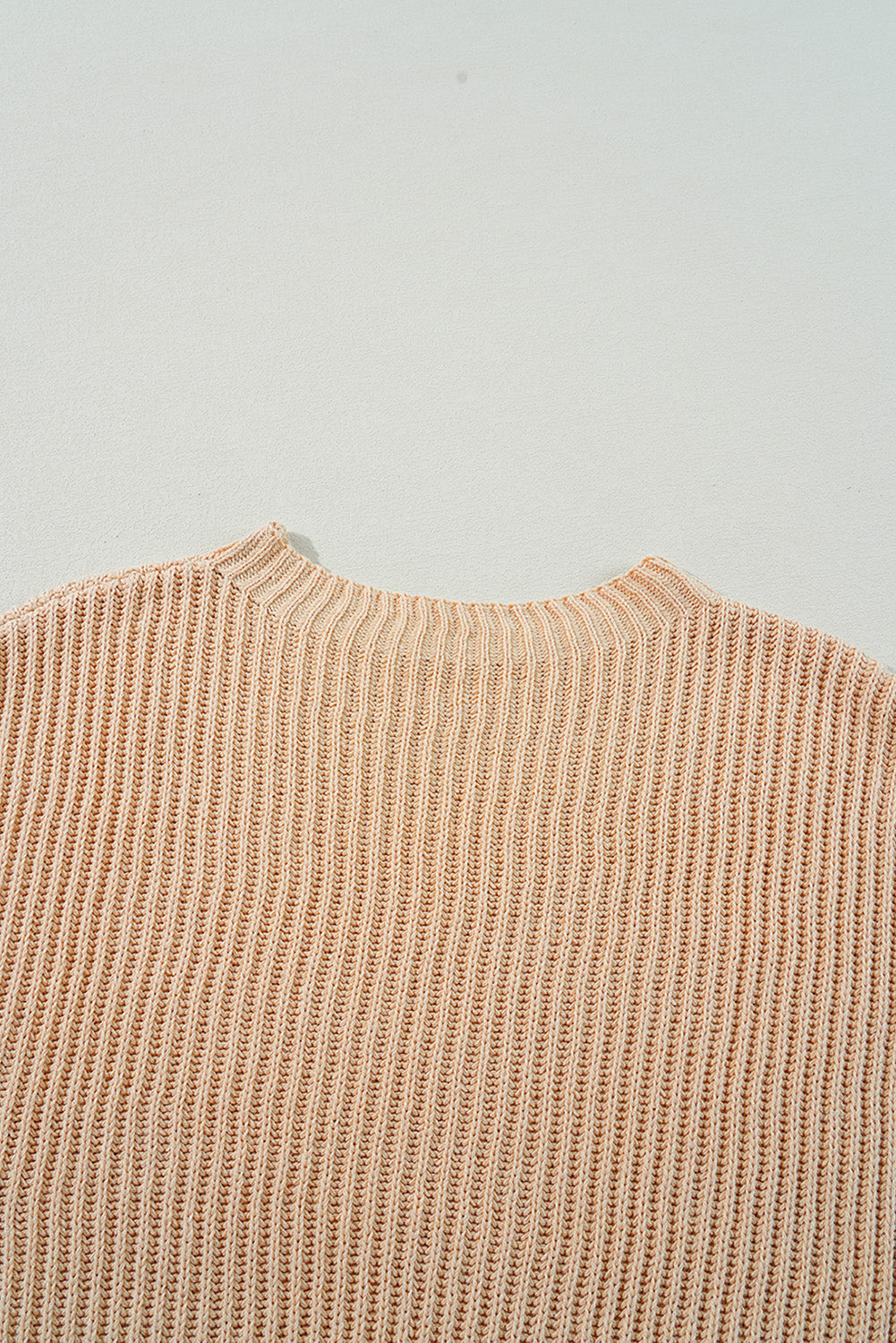 Apricot Cable-Knit Drop-Shoulder Sweater