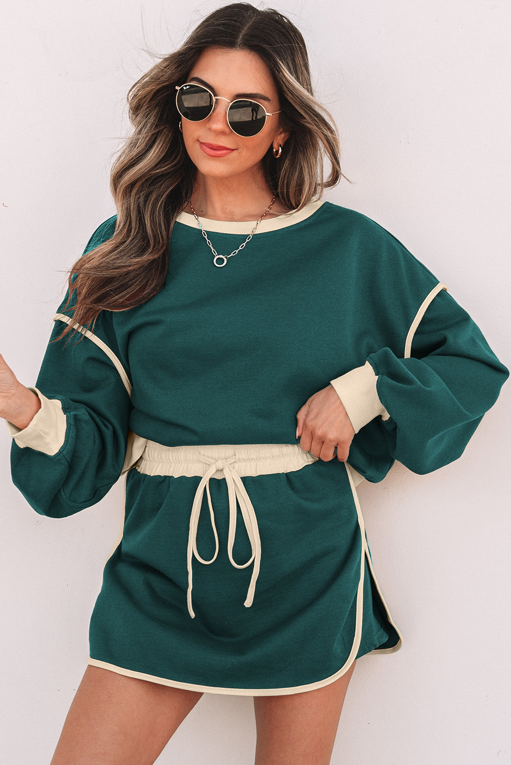 Evergreen Pullover & Lace-Up Skort Set from ARVELA