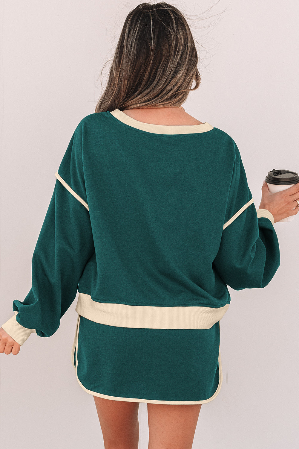 Evergreen Pullover & Lace-Up Skort Set