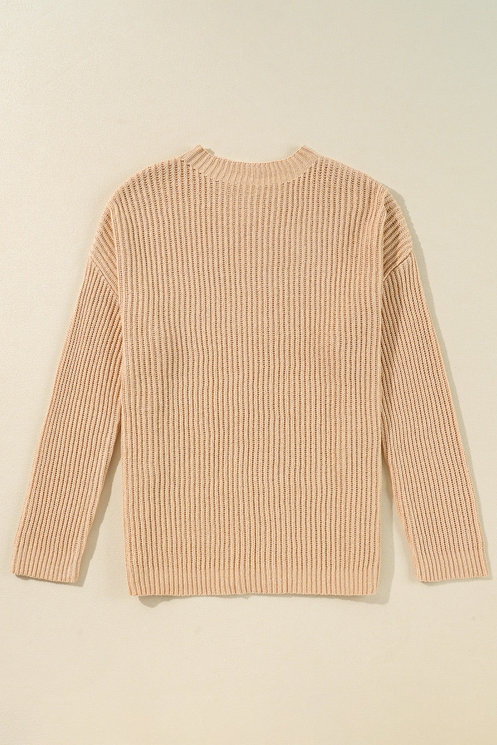 Apricot Cable-Knit Drop-Shoulder Sweater