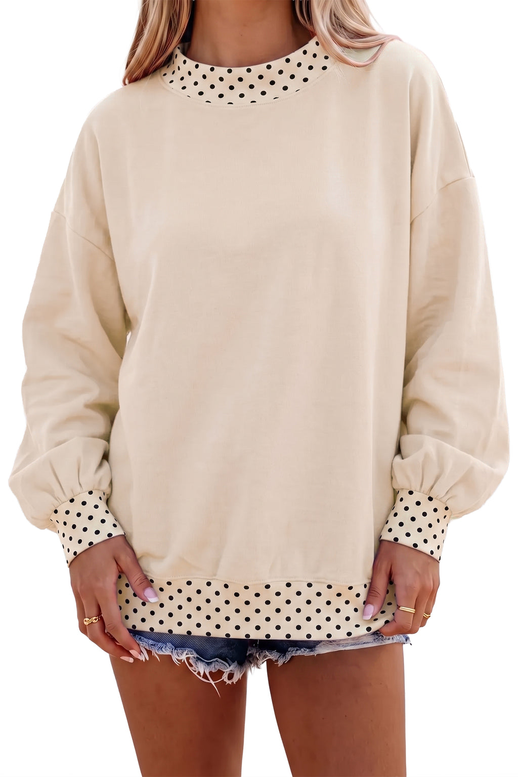 Orange Polka Dot Colorblock Oversized Sweatshirt