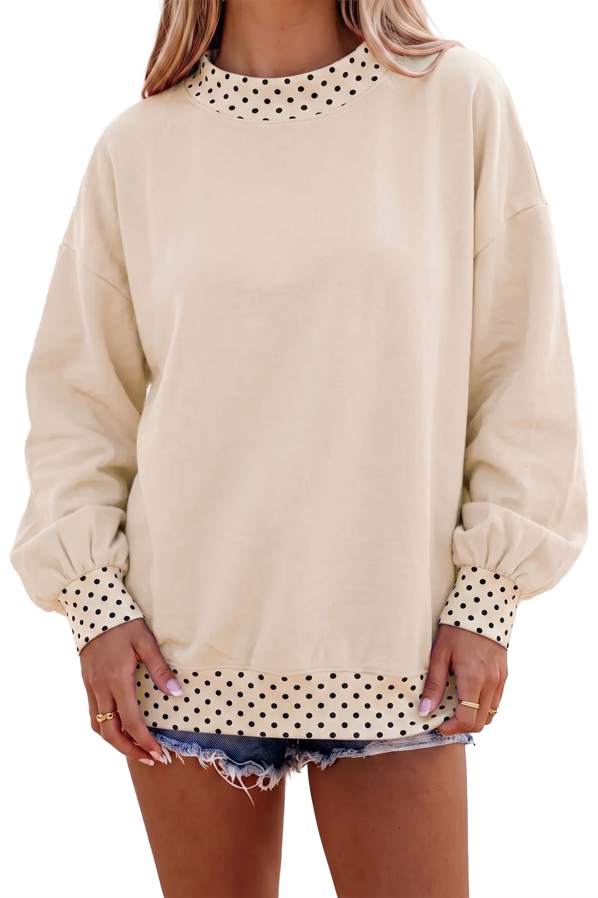 Orange Polka Dot Colorblock Oversized Sweatshirt