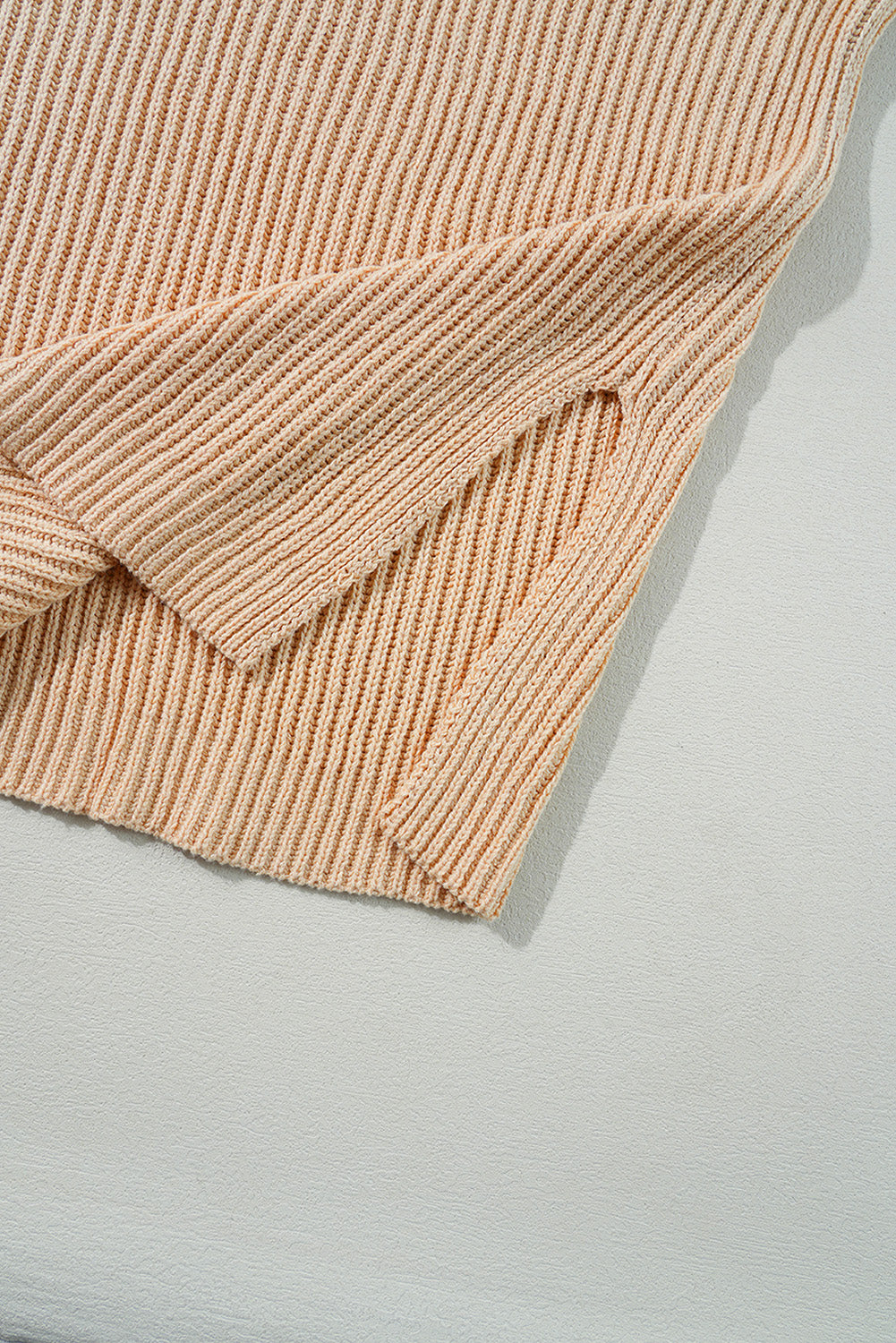 Apricot Cable-Knit Drop-Shoulder Sweater
