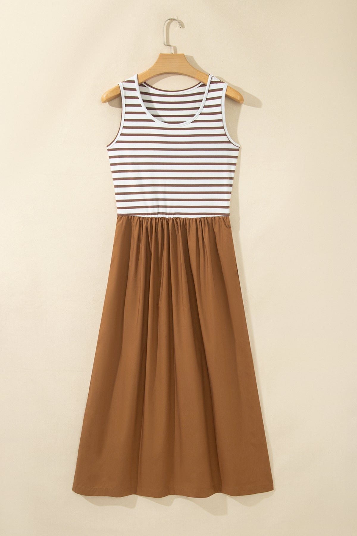 Chestnut Striped Sleeveless Maxi Dress
