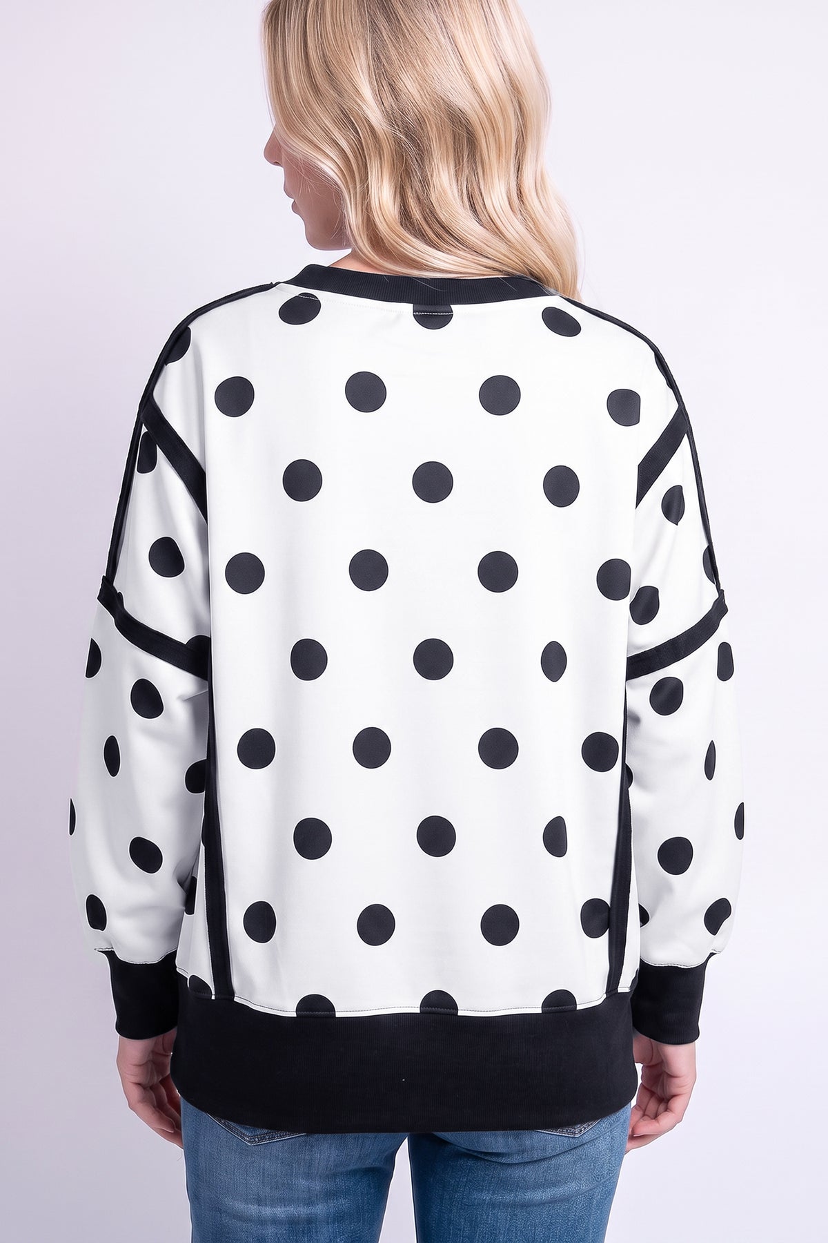 Yellow Polka Dot Patchwork Oversized Sweatshirt