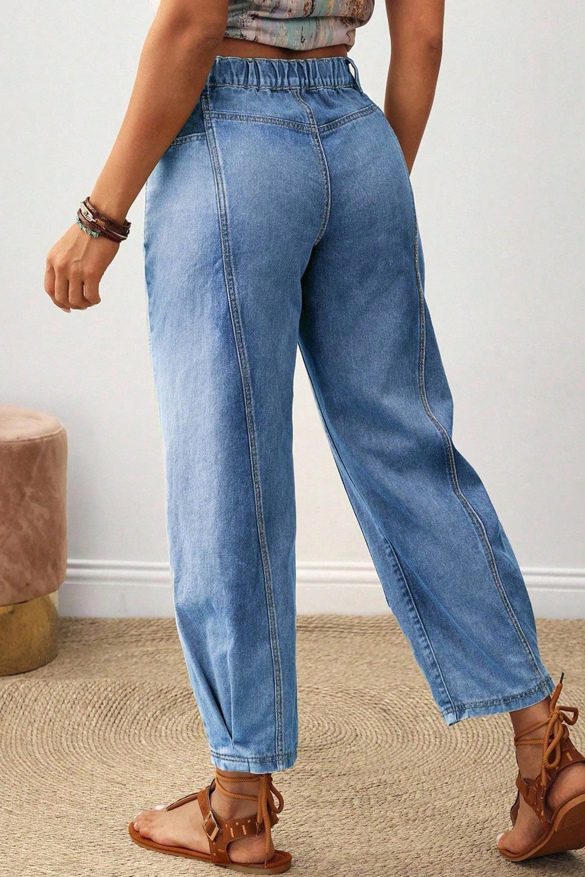 Charcoal Gray Seamed Denim Jeans