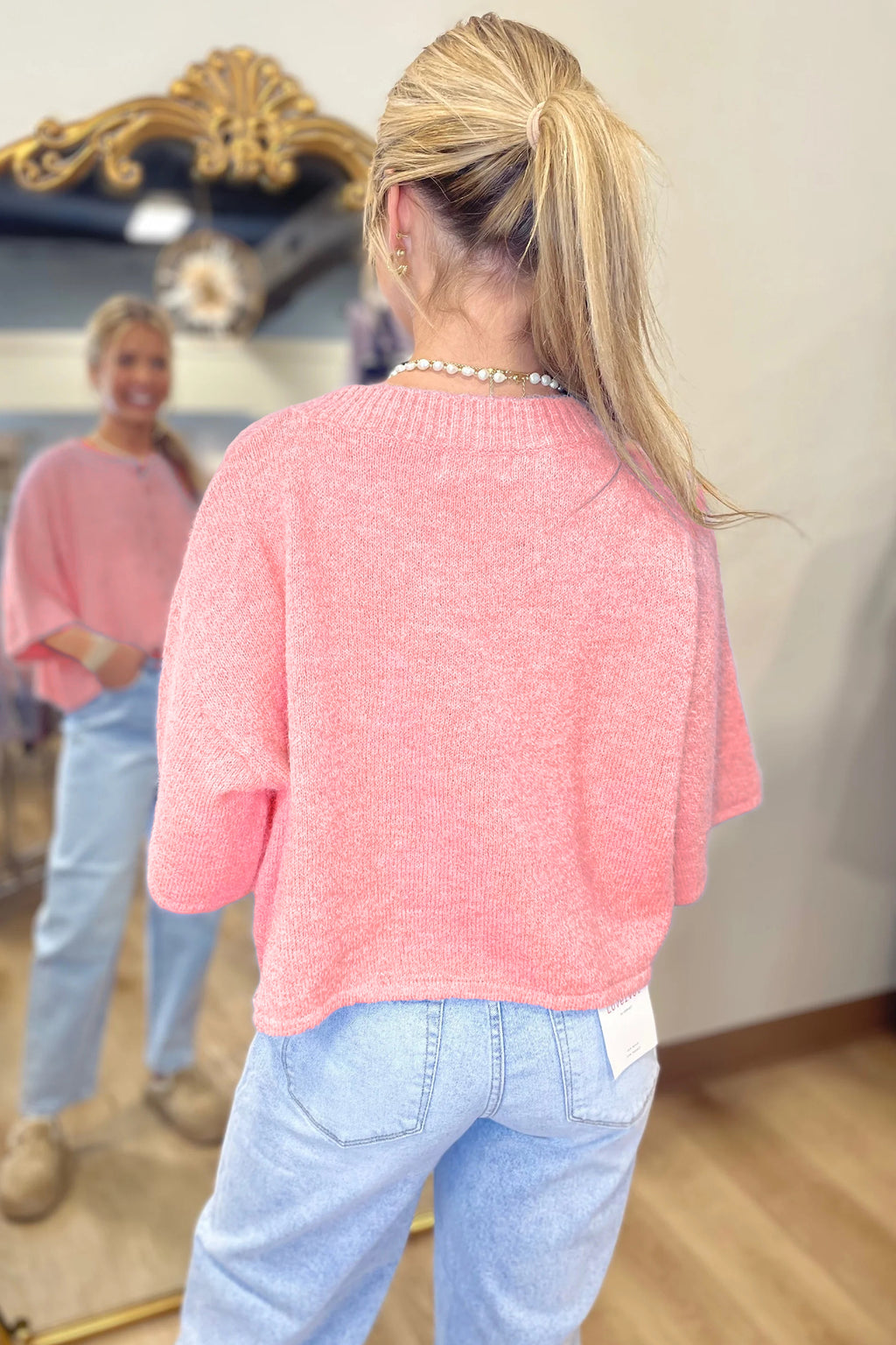 Lavender Boxy Three-Quarter Sleeve Cardigan