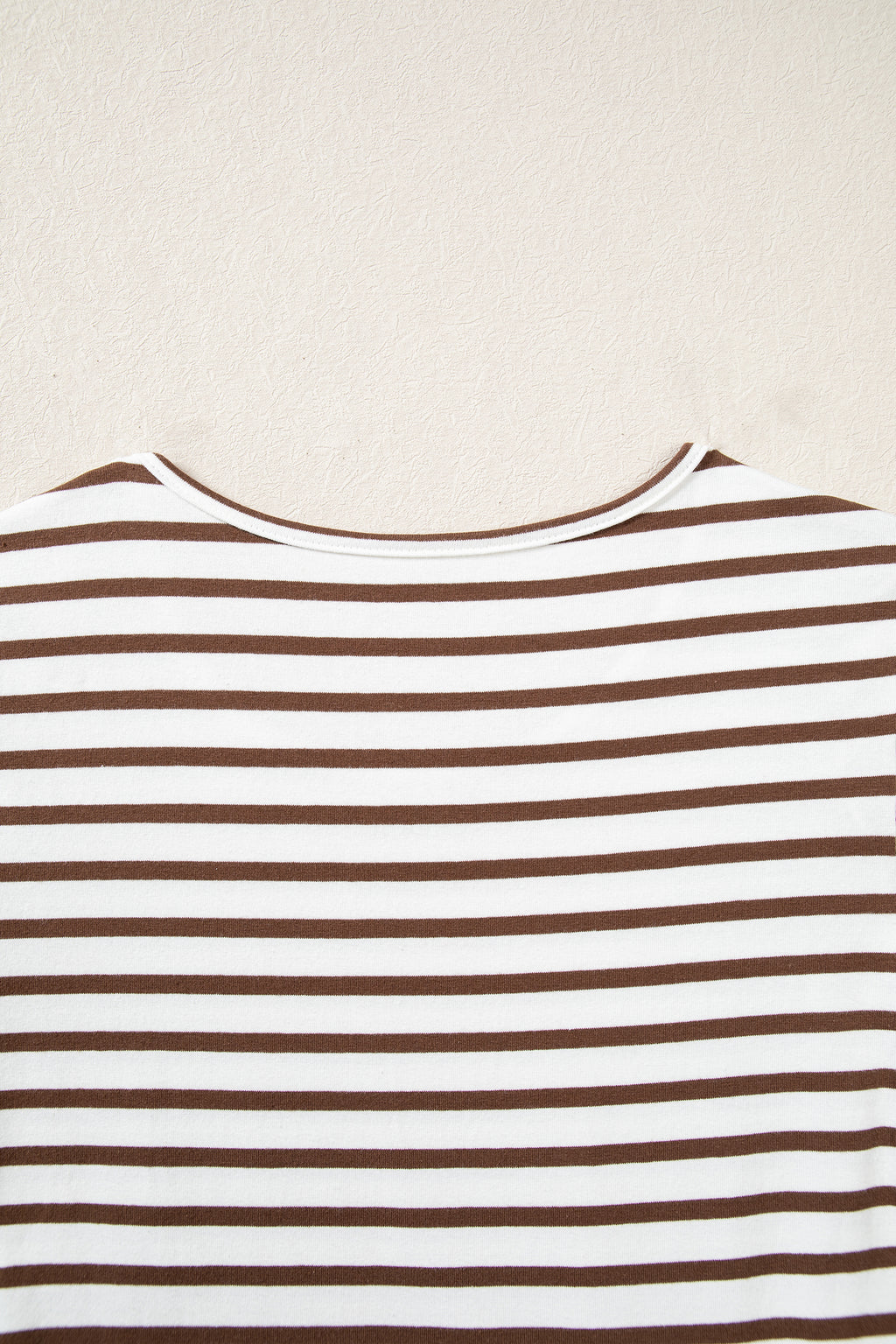 Brown Striped Ribbed-Knit Flared Maxi Dress