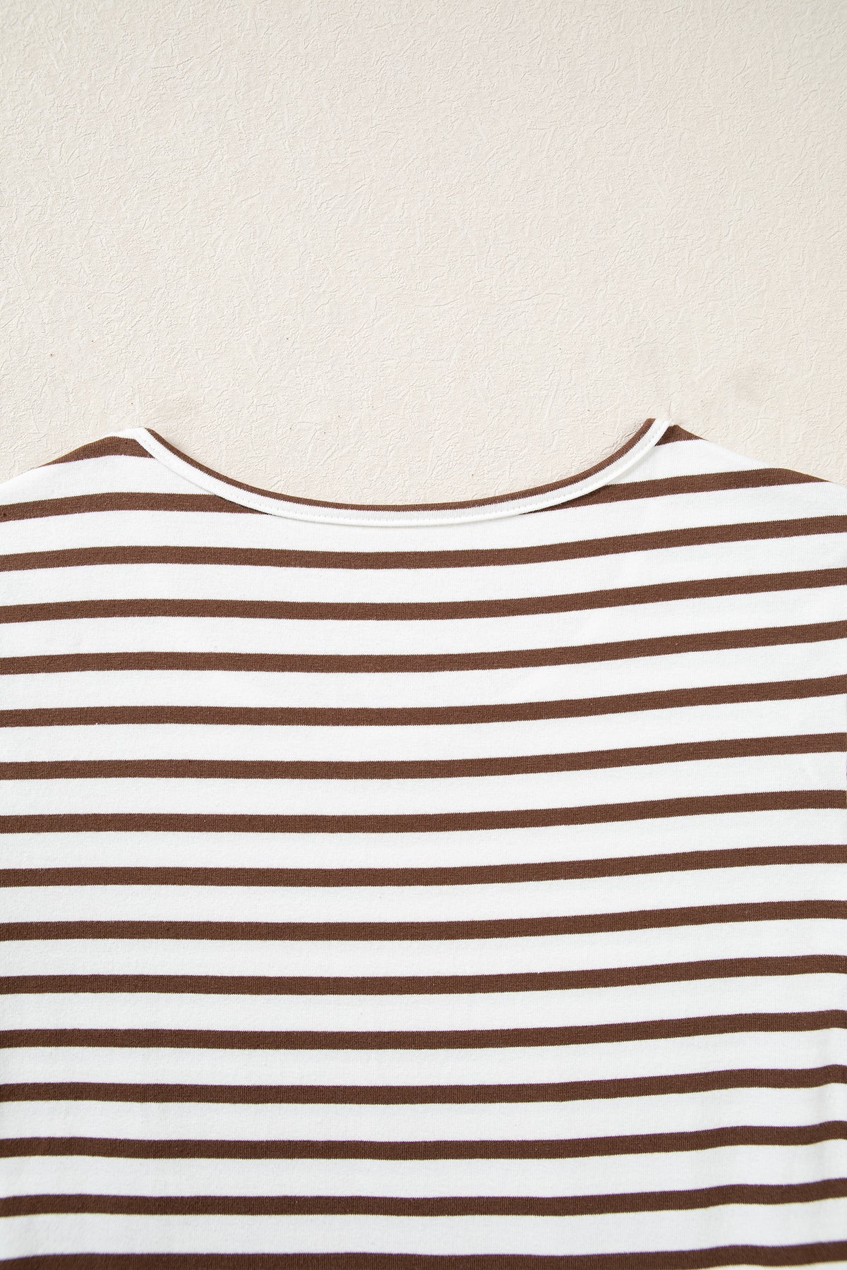 Brown Striped Ribbed-Knit Flared Maxi Dress