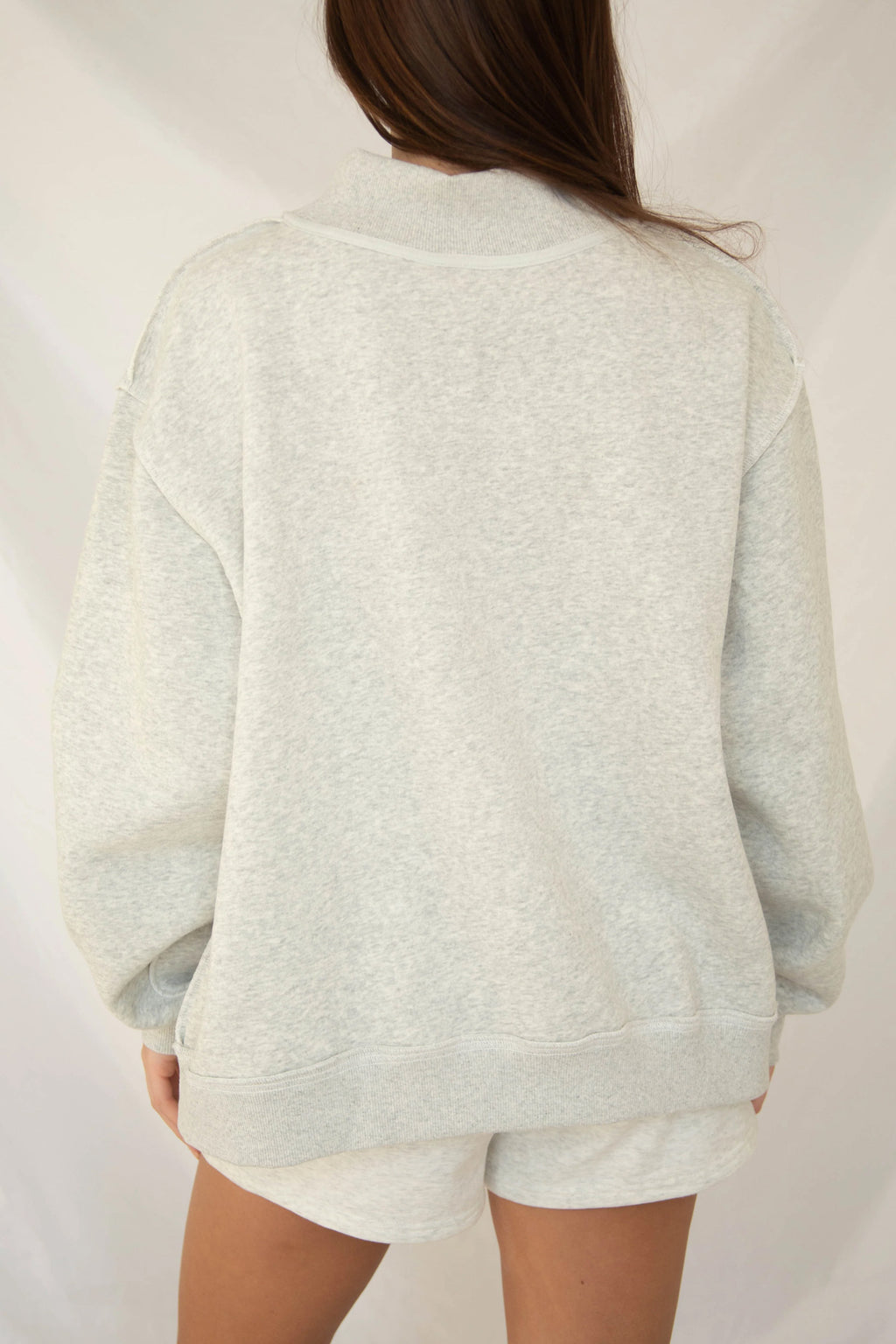 Gray Polka Dot Slogan Mock-Neck Sweatshirt