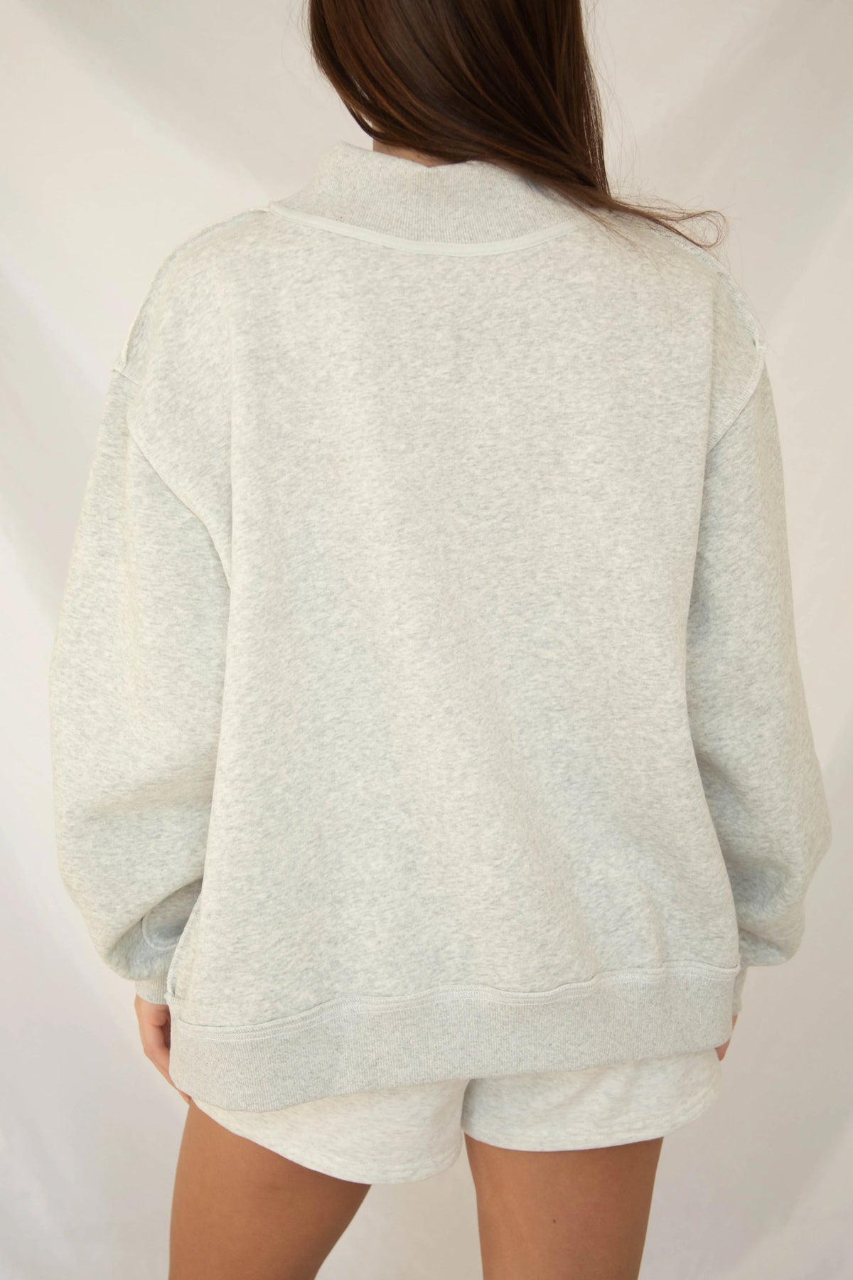 Gray Polka Dot Slogan Mock-Neck Sweatshirt