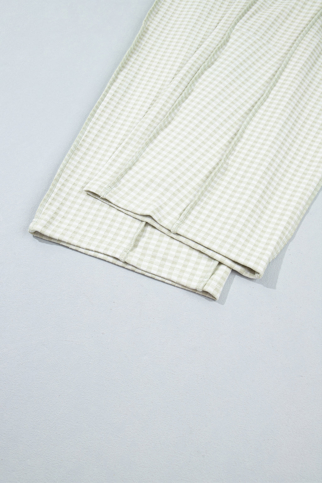 Brown Plaid Drawstring Casual Pants