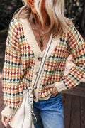 Multicolor Polka Dot V-Neck Knit Cardigan from ARVELA
