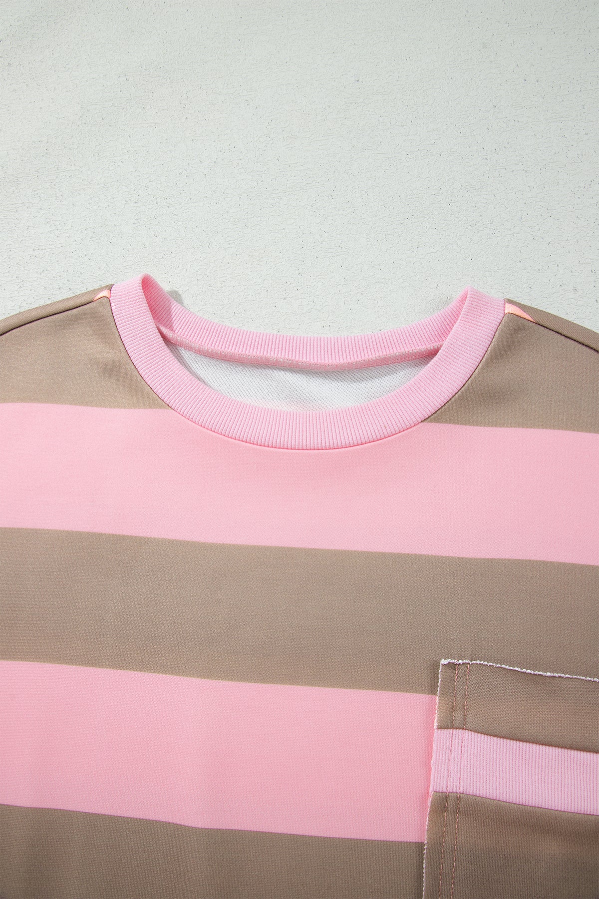 Pink Striped Colorblock Oversized Sweatshirt