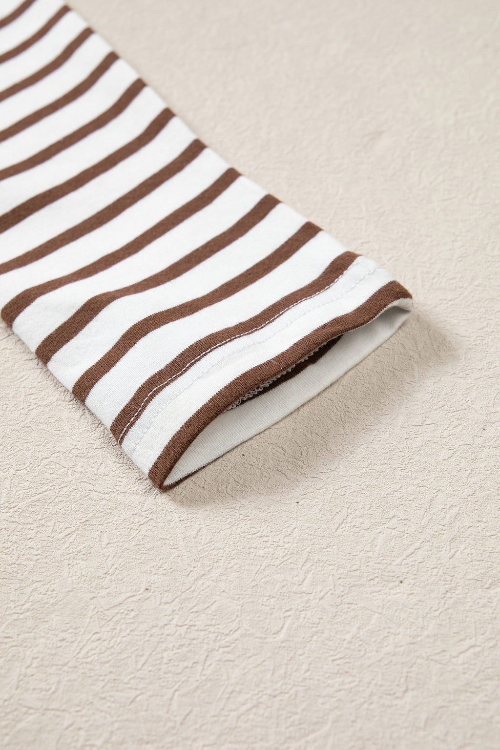 Brown Striped Ribbed-Knit Flared Maxi Dress