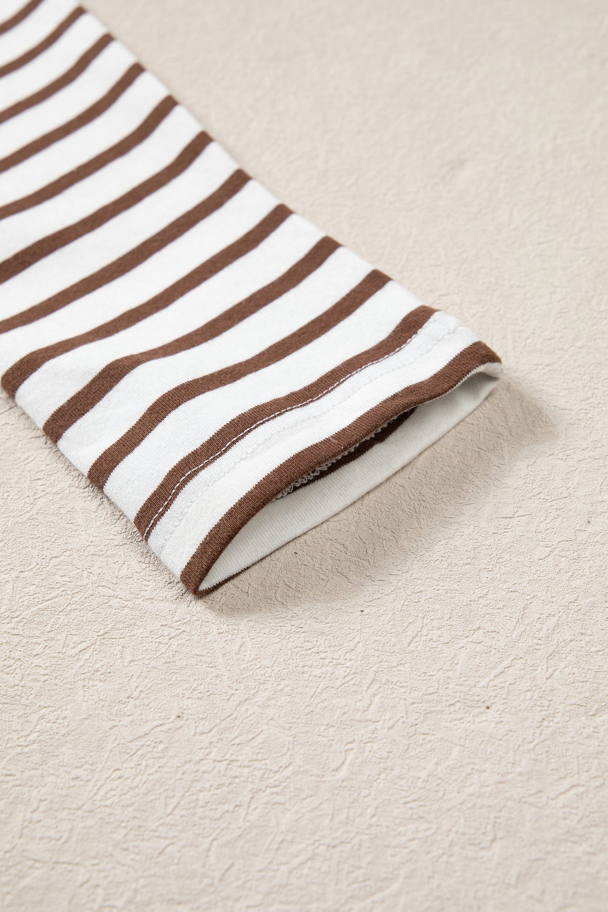 Brown Striped Ribbed-Knit Flared Maxi Dress