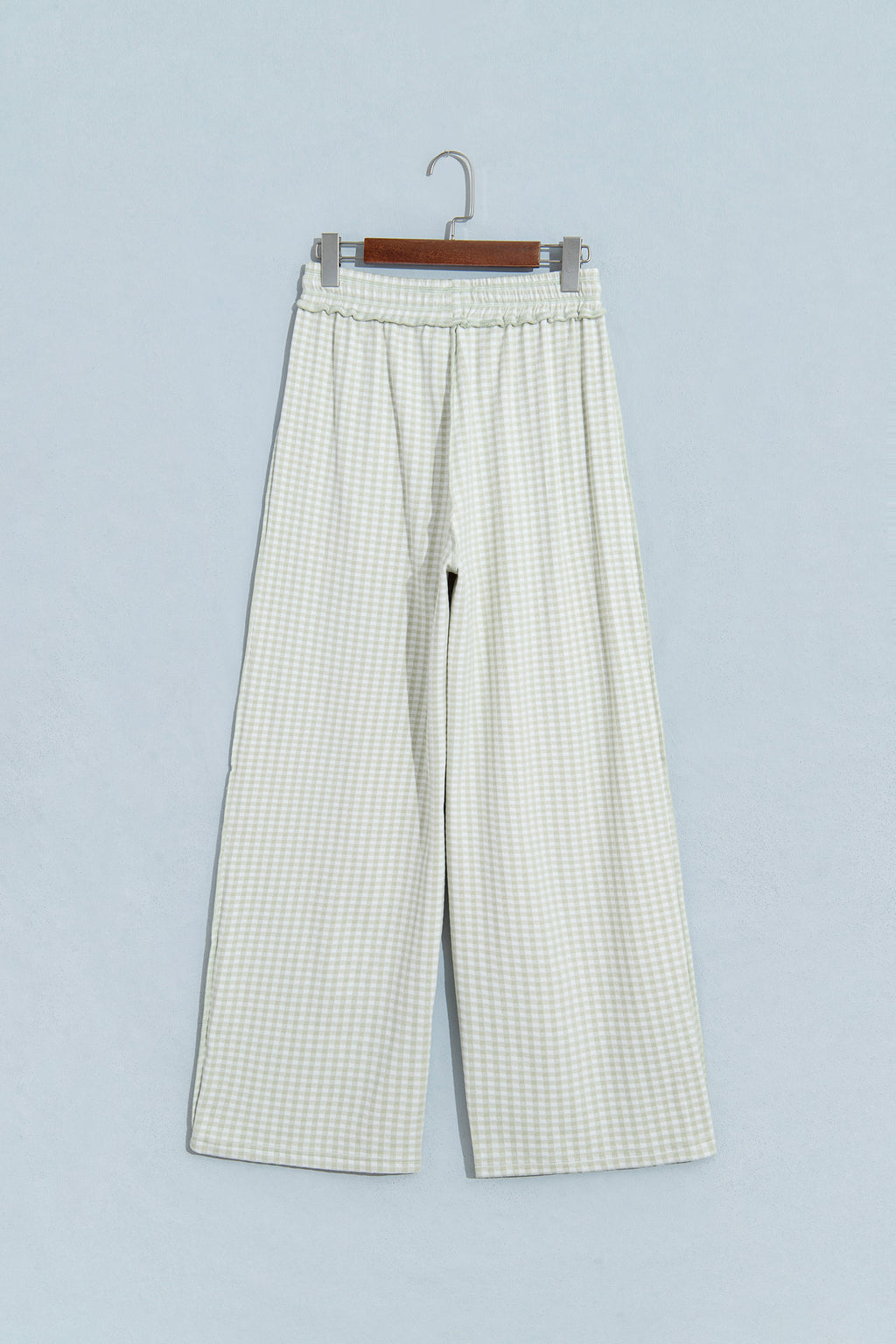 Brown Plaid Drawstring Casual Pants