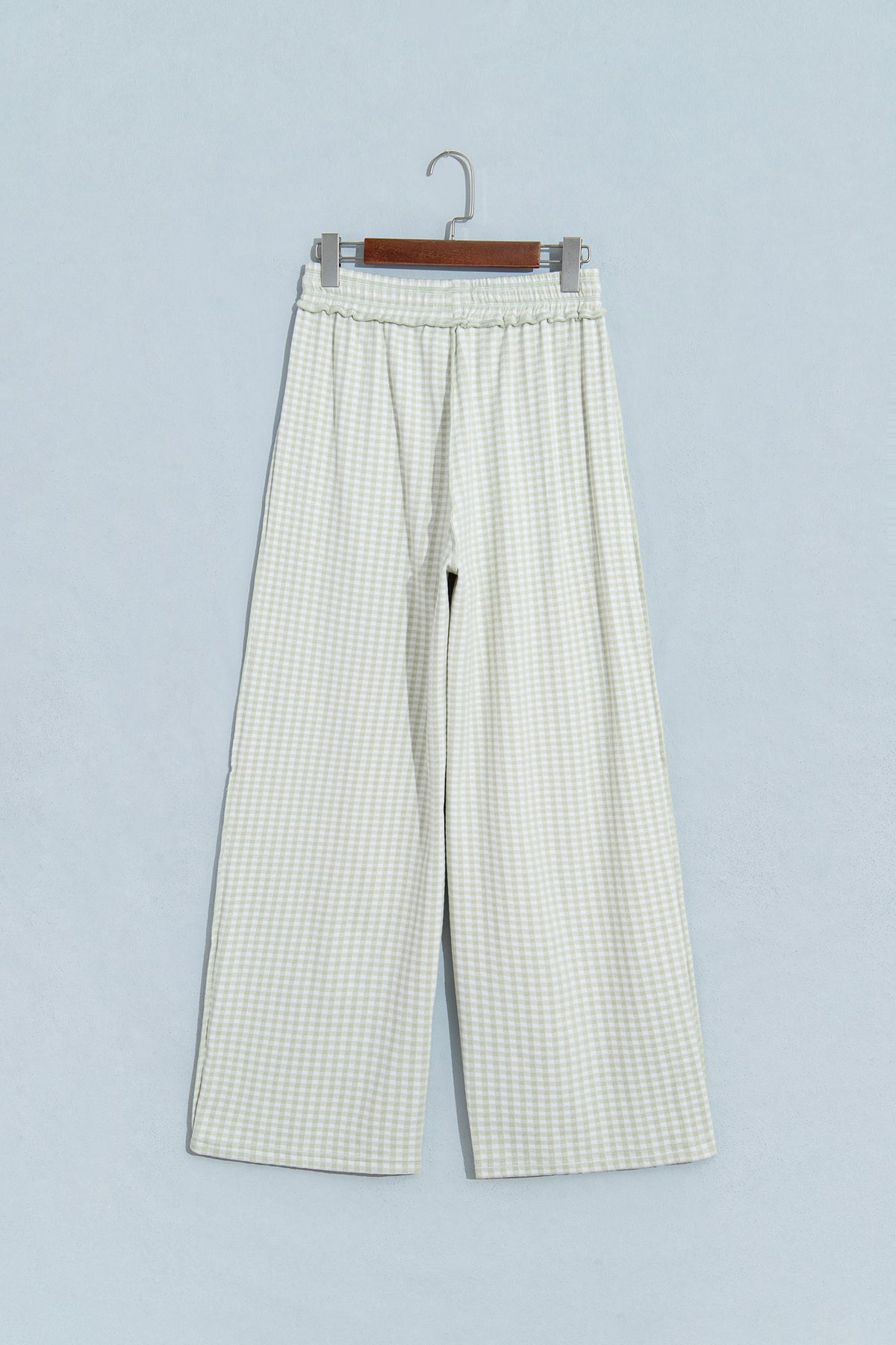 Brown Plaid Drawstring Casual Pants