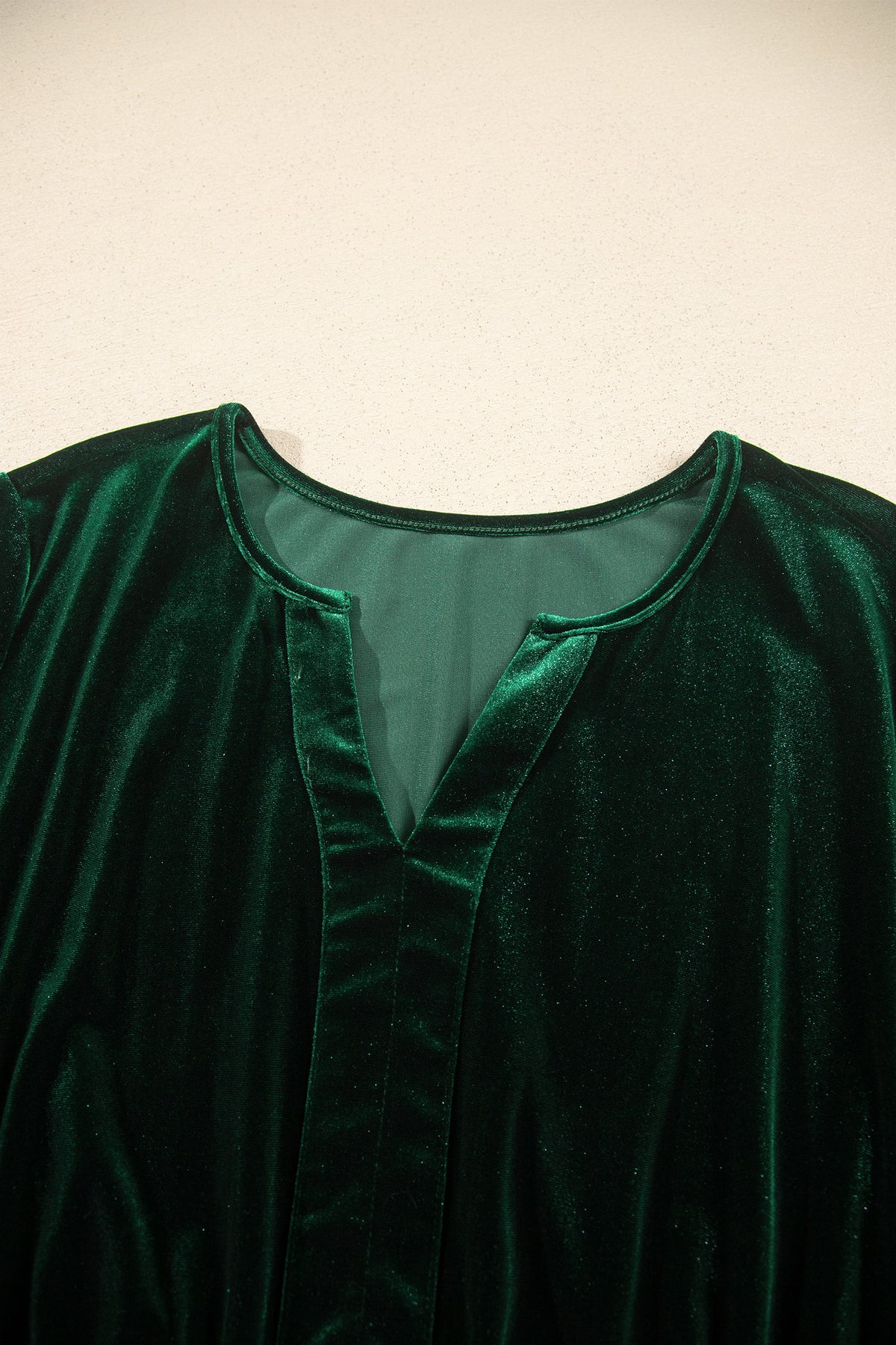 Dark Green Velvet V-Neck Plus-Size Maxi Dress