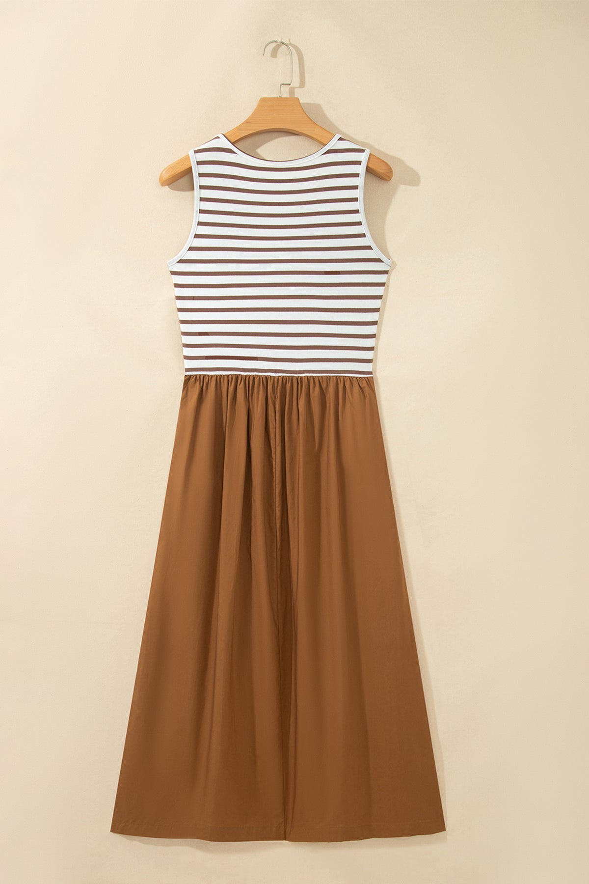 Chestnut Striped Sleeveless Maxi Dress