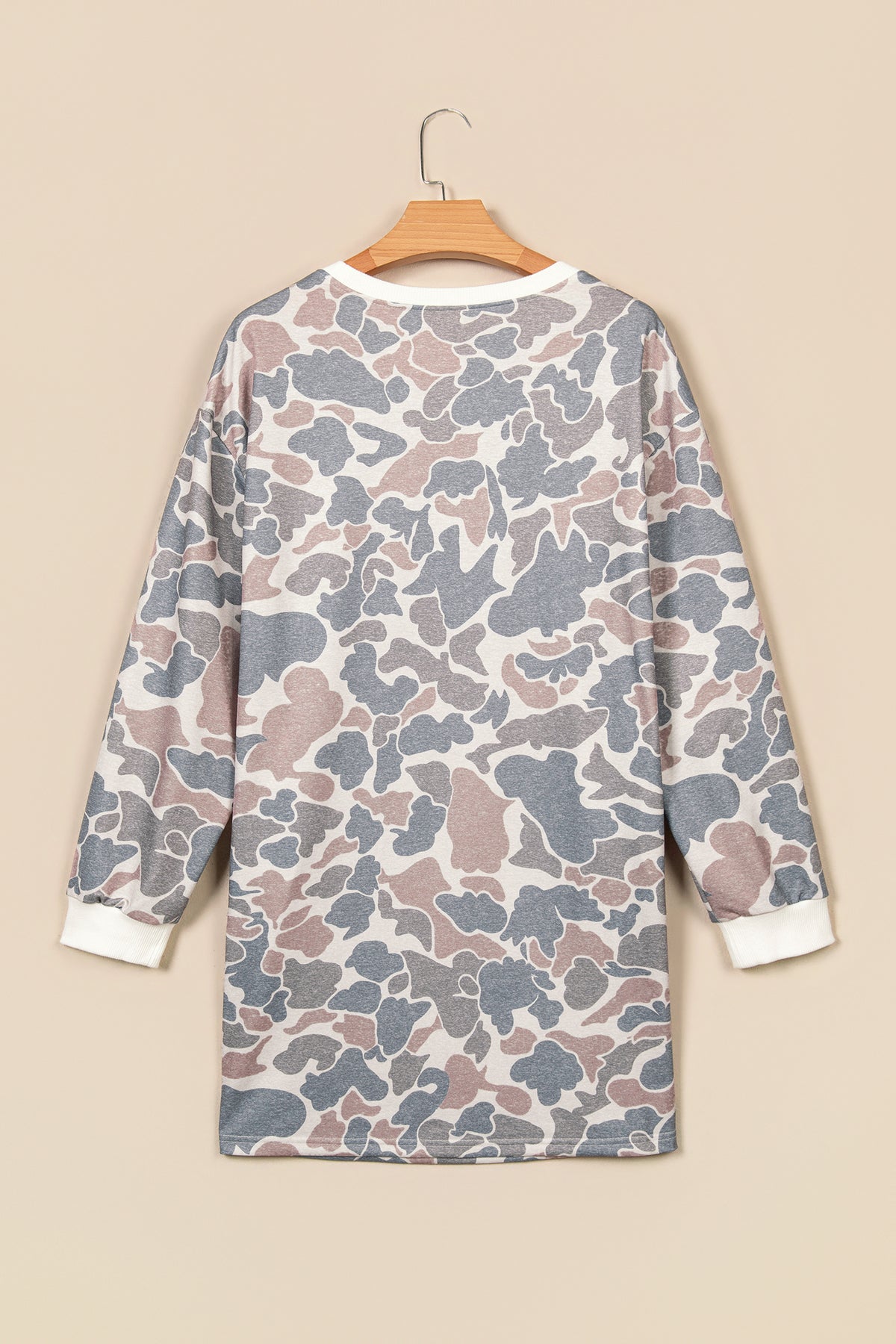 Beige Botanical Camo Pocket Mini Dress