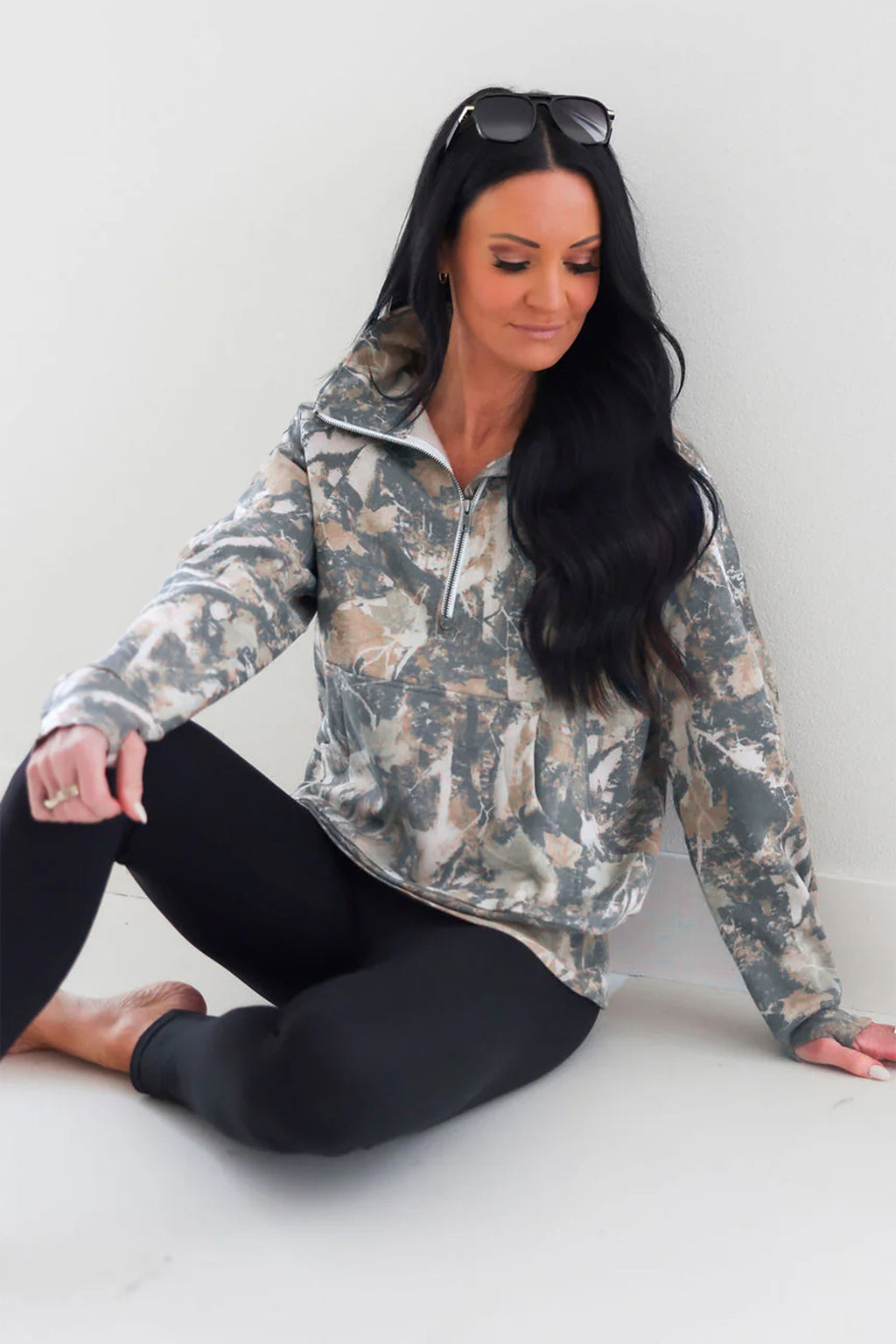 Multicolor Abstract Quarter-Zip Sweatshirt